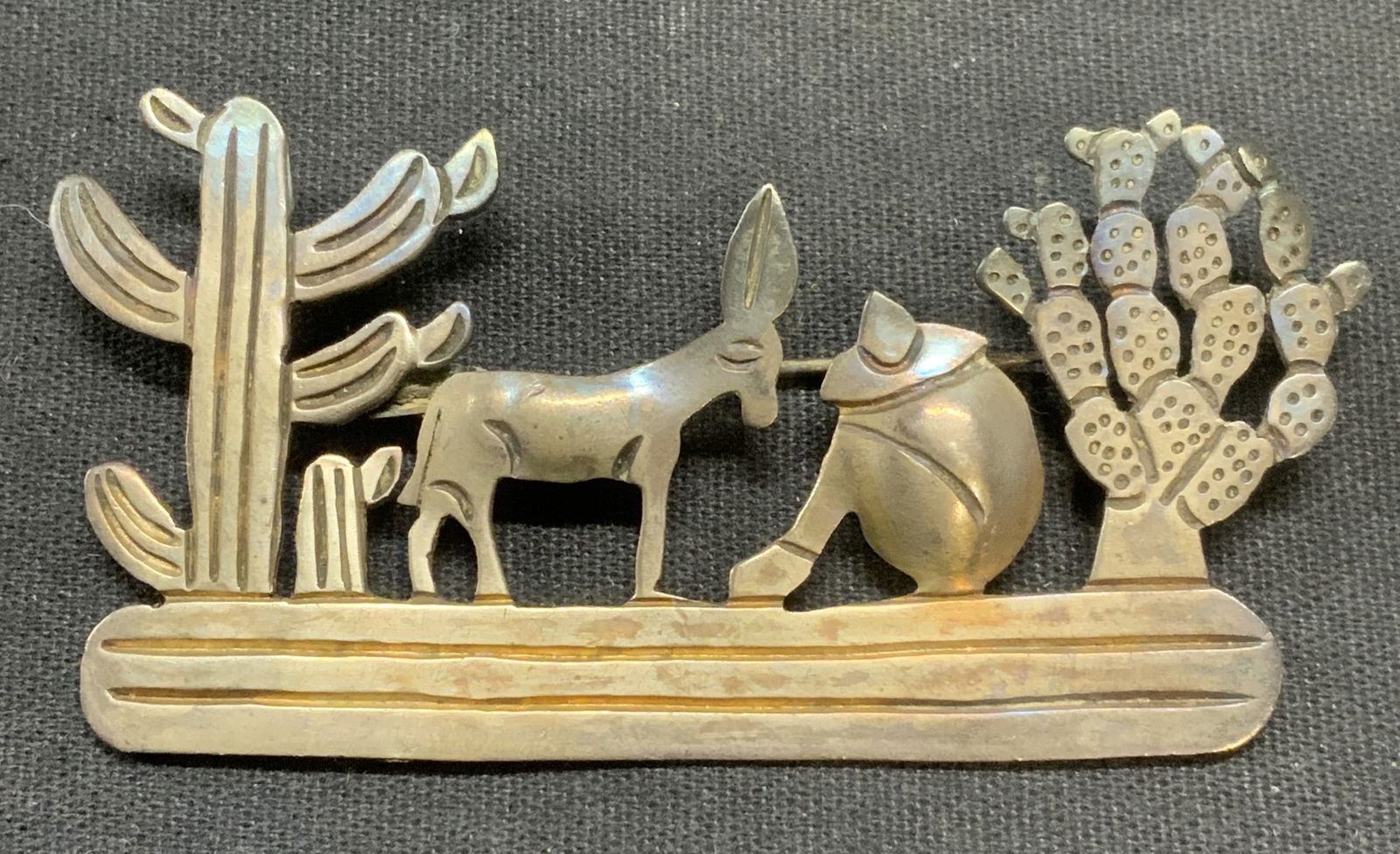 980 Silver Desert Cactus Brooch, Taxco Mexico (1 of 6)