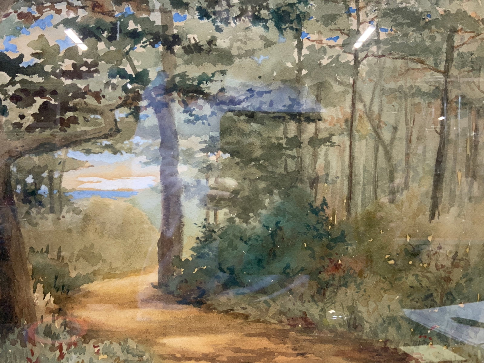 Sgd Hallowell Forest Landscape Watercolor Painting (1 of 9)
