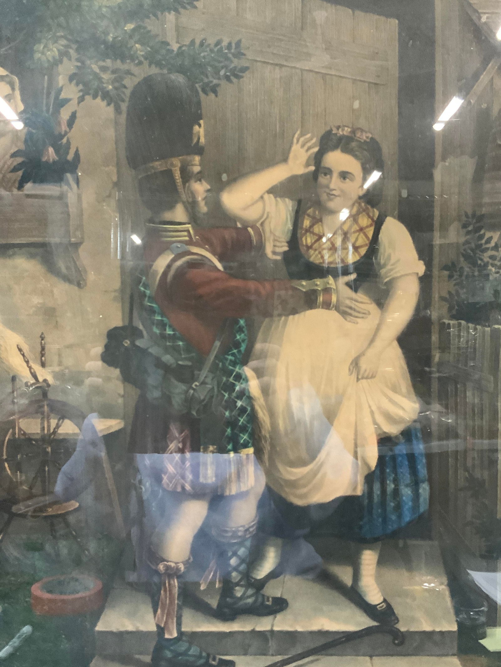 Vtg Full Color Solider & Woman Mezzotint Litho (1 of 7)