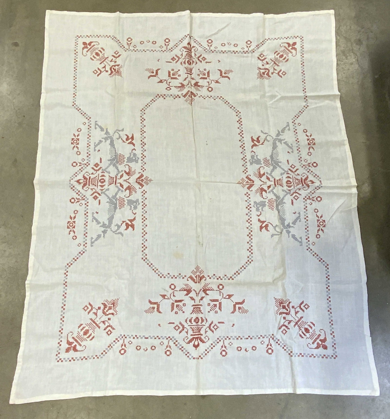 Vintage Hand Stitched Rectangular Table Cloth (1 of 7)