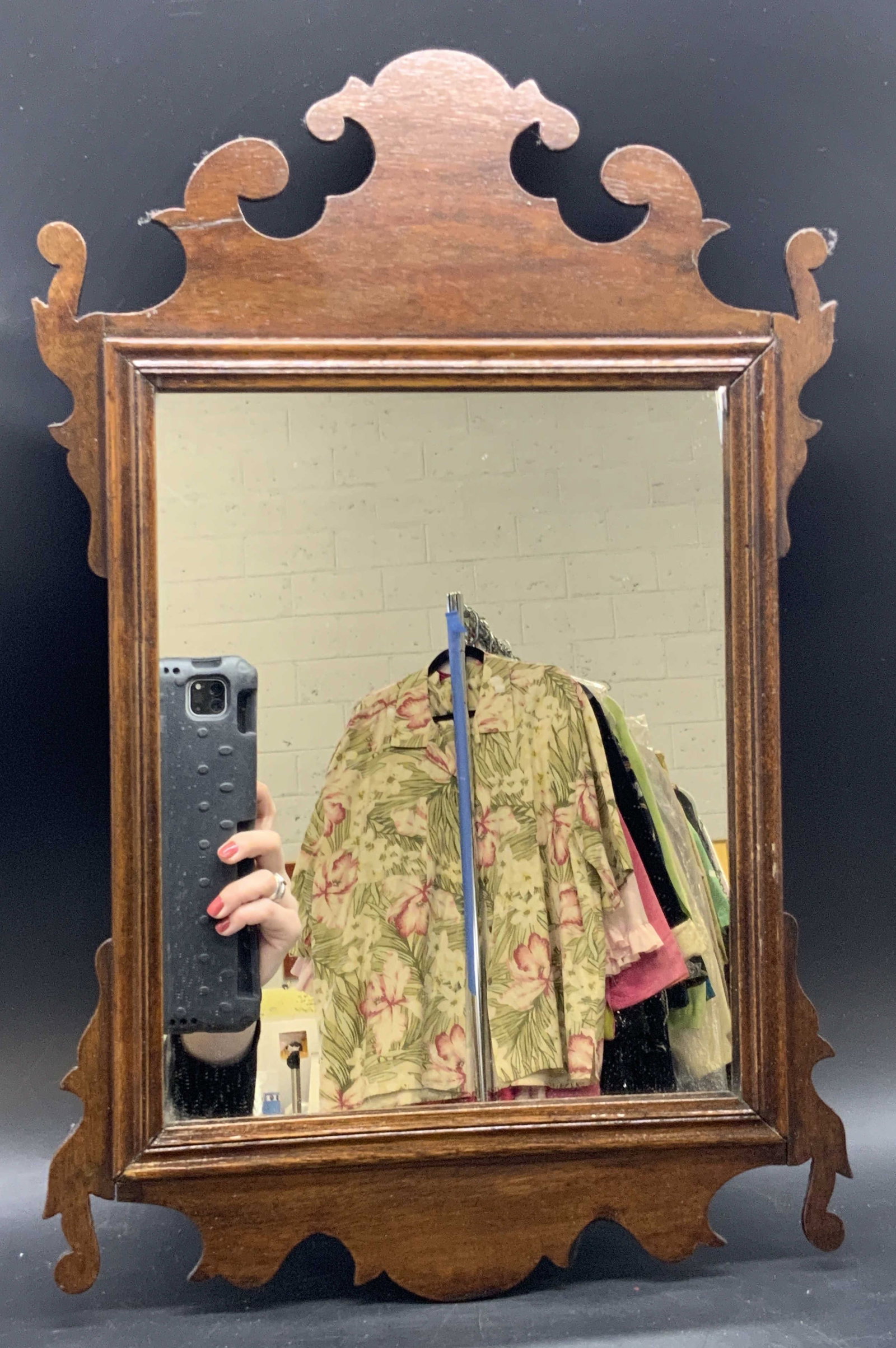 Vintage Carved Wood Frame Wall Mirror (1 of 9)