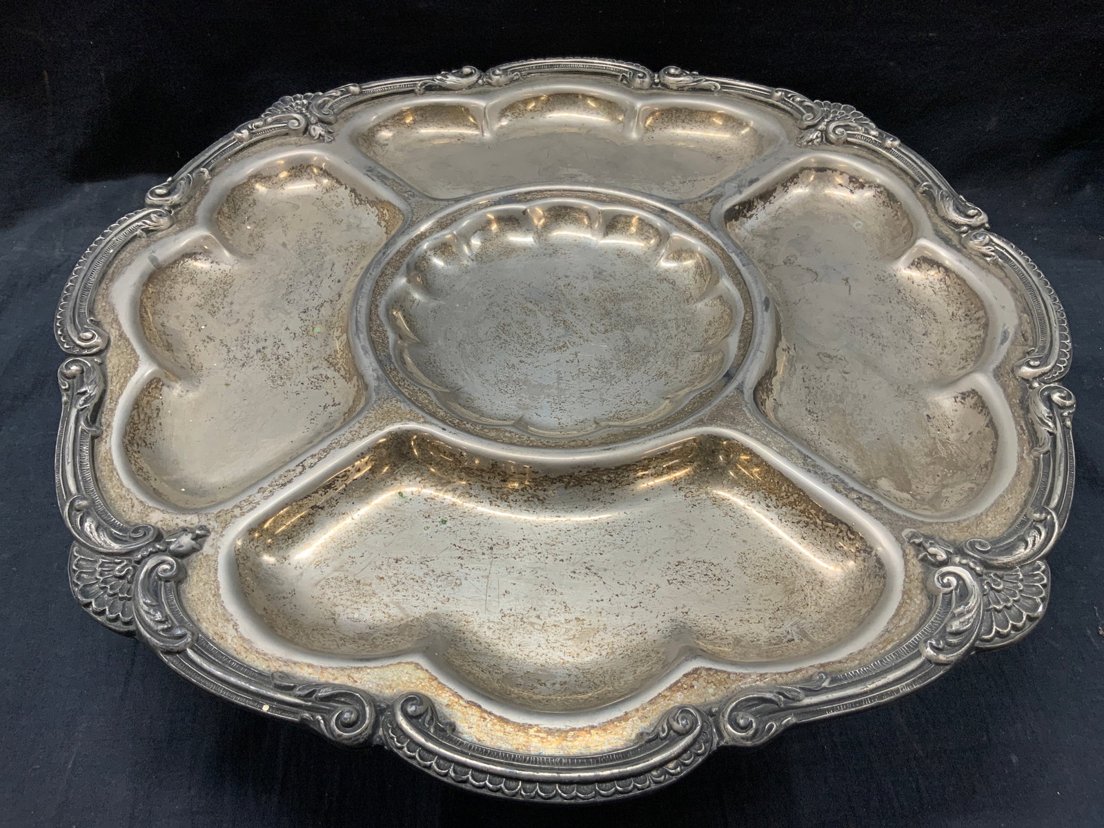 Vtg Stamped Silver Plate Lazy Susan Centerpiece (1 of 9)