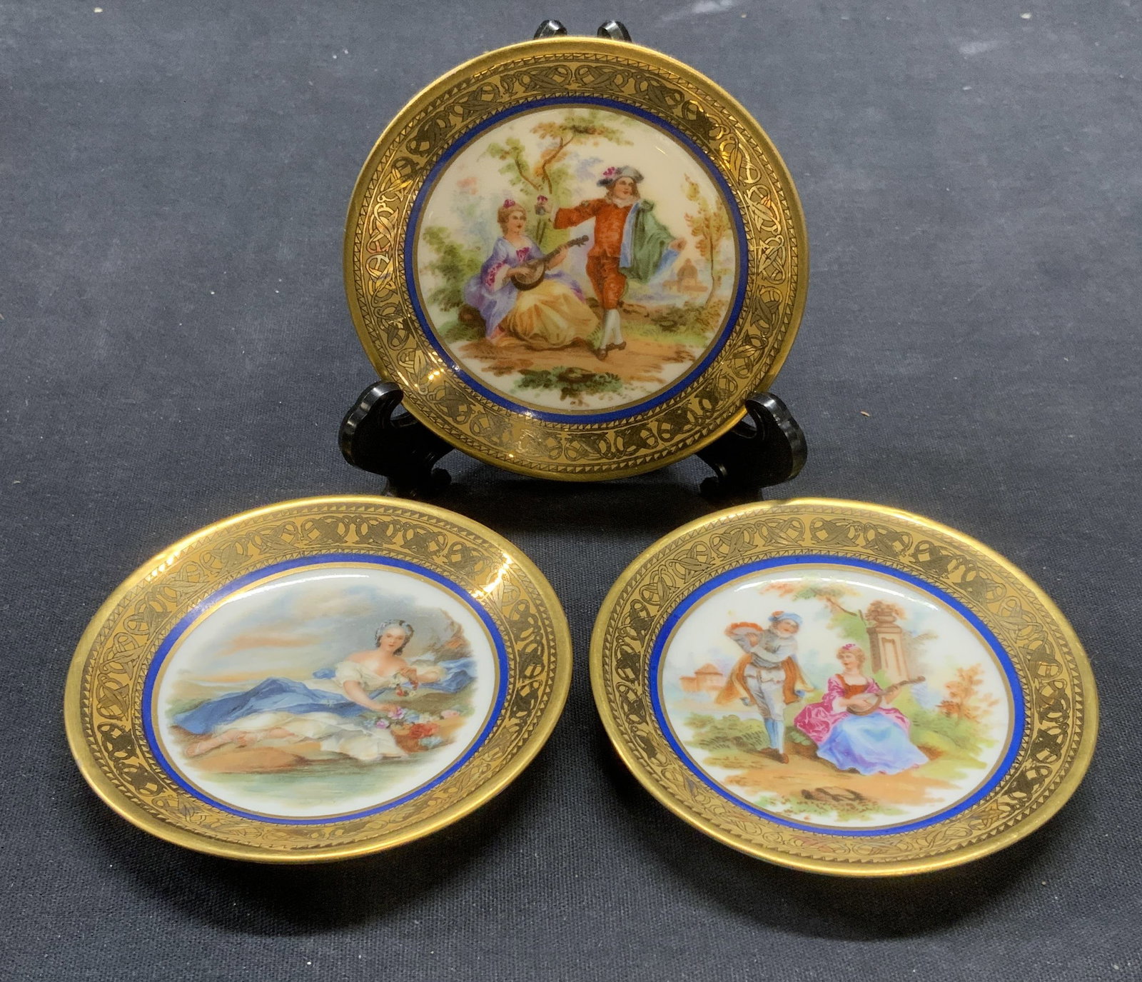 Set 3 Antique MPL Hand Painted Porcelain Plates (1 of 7)