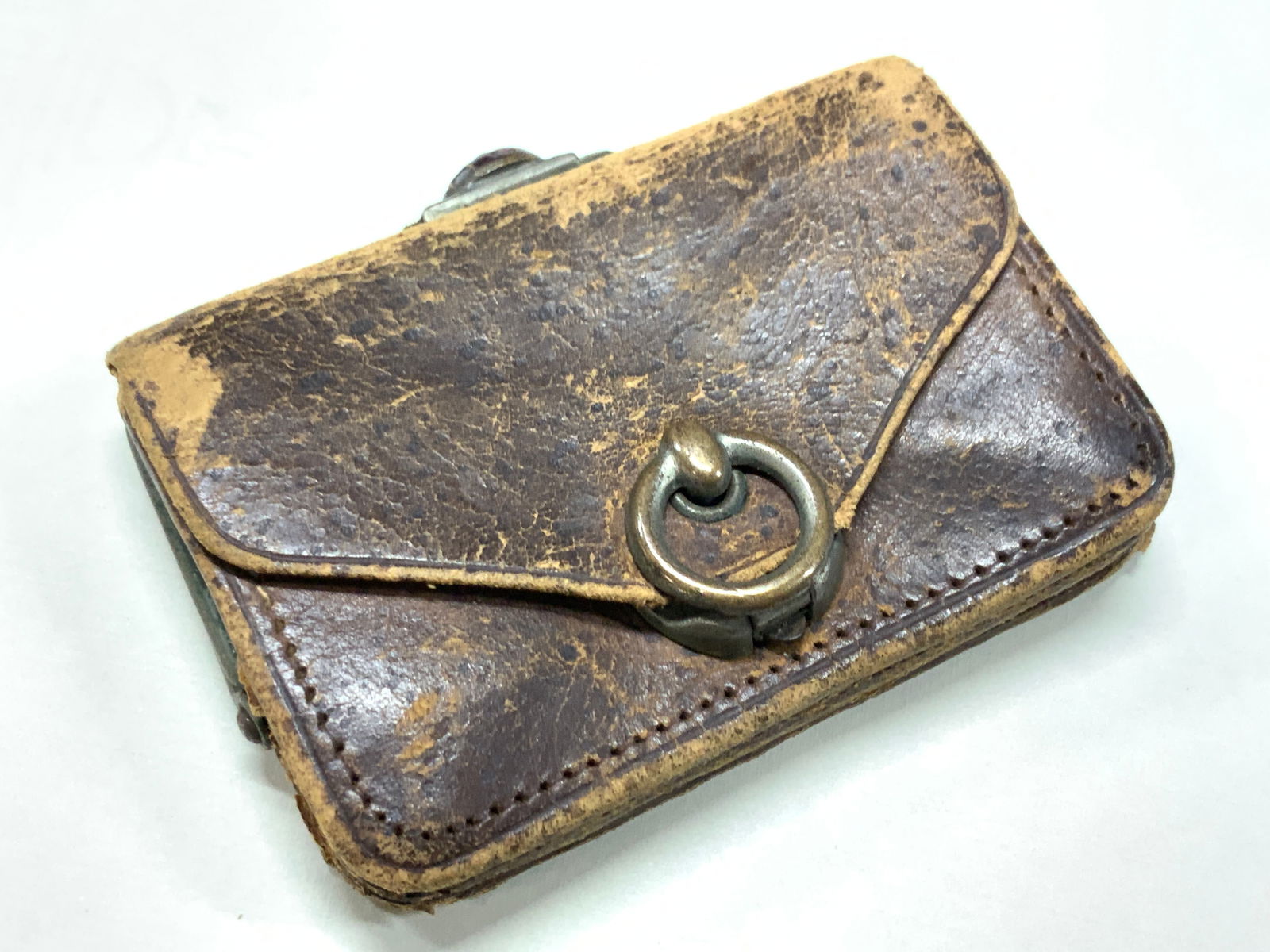 Antique Leather Coin Purse W Scarab Closure (1 of 8)