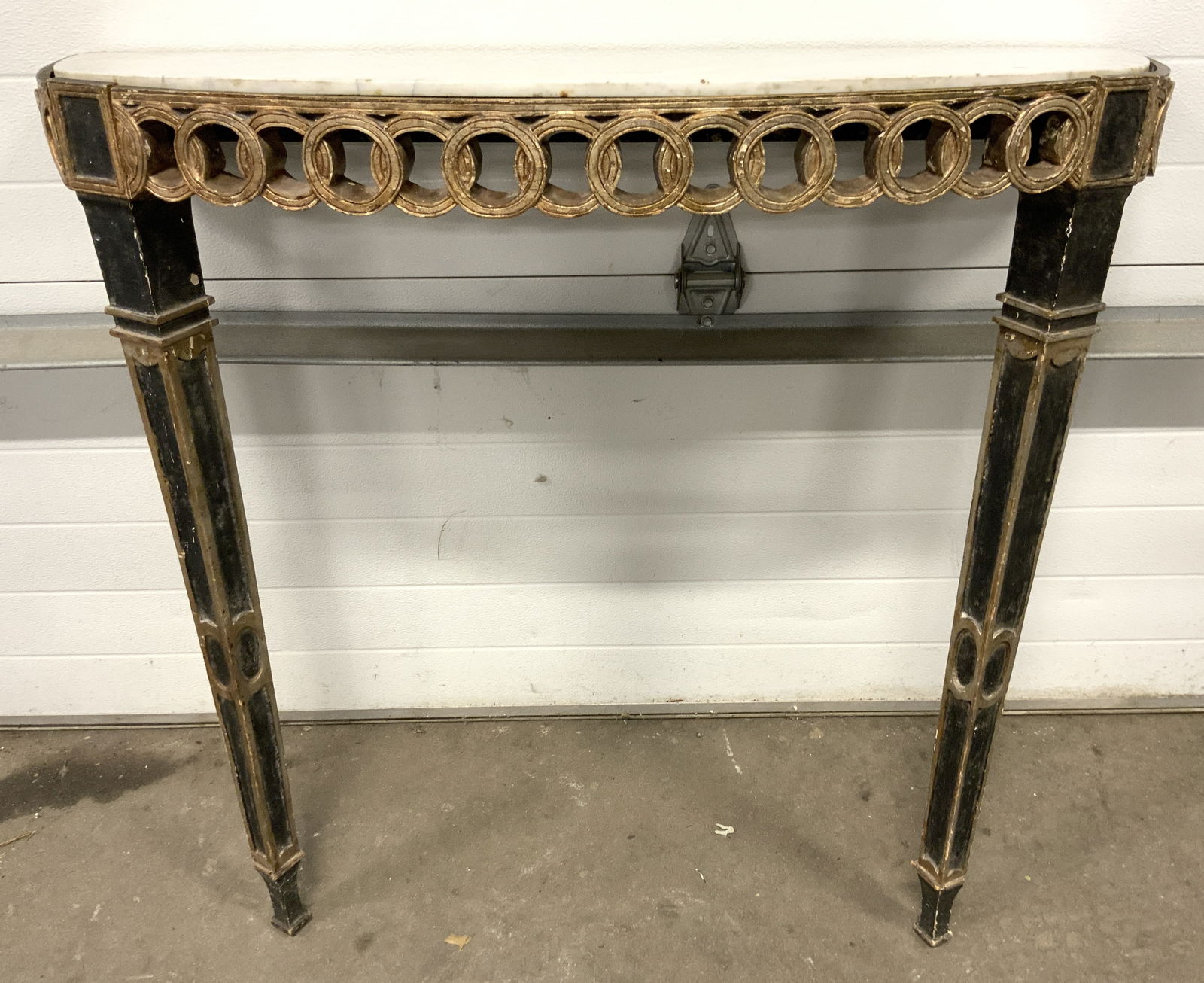 Vintage Marble Top Wooden Demilune Table (1 of 10)