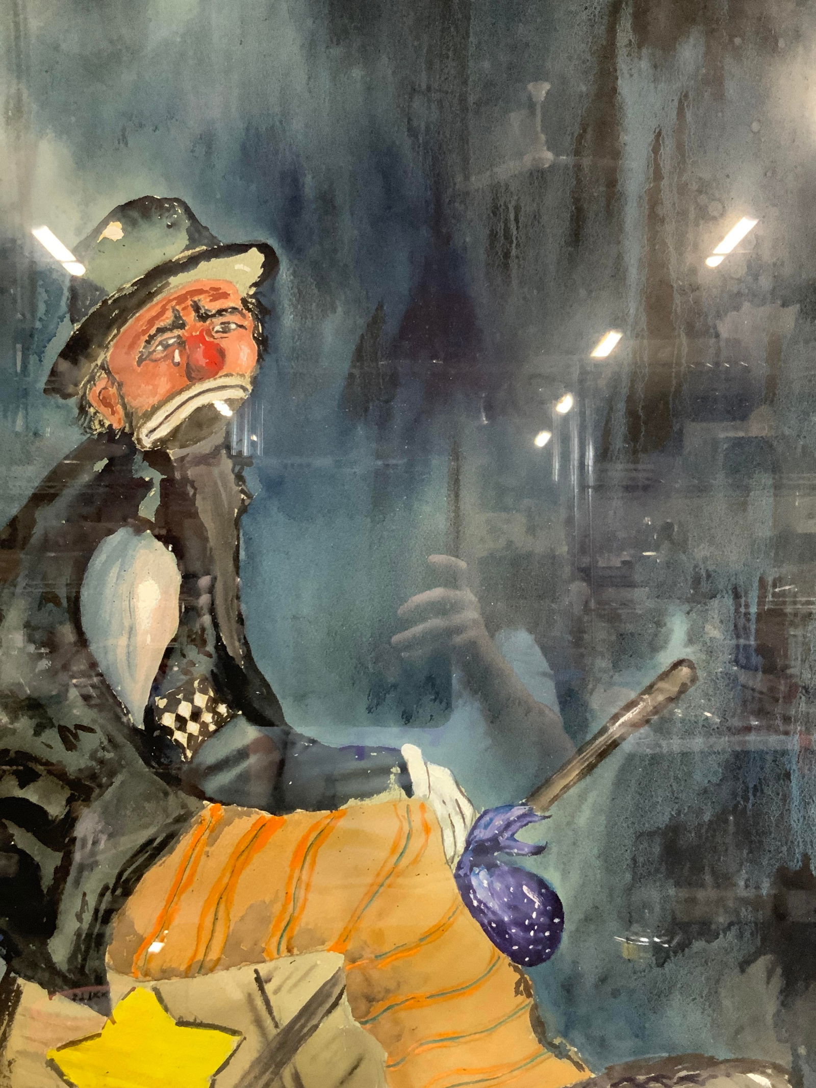 G.Calsbro Sgd Hobo Clown Gouache Painting (1 of 7)
