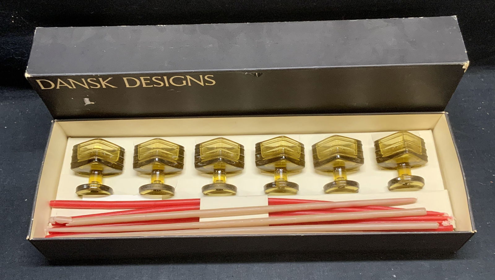 Set 6 Vintage DANSK Green Glass Candle Holders (1 of 6)