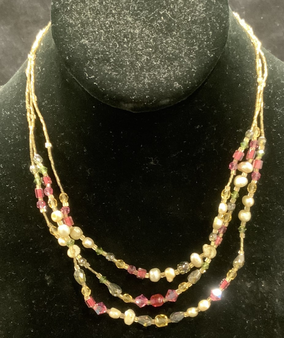 Vintage Crystal & Pearl Beaded Necklace (1 of 6)