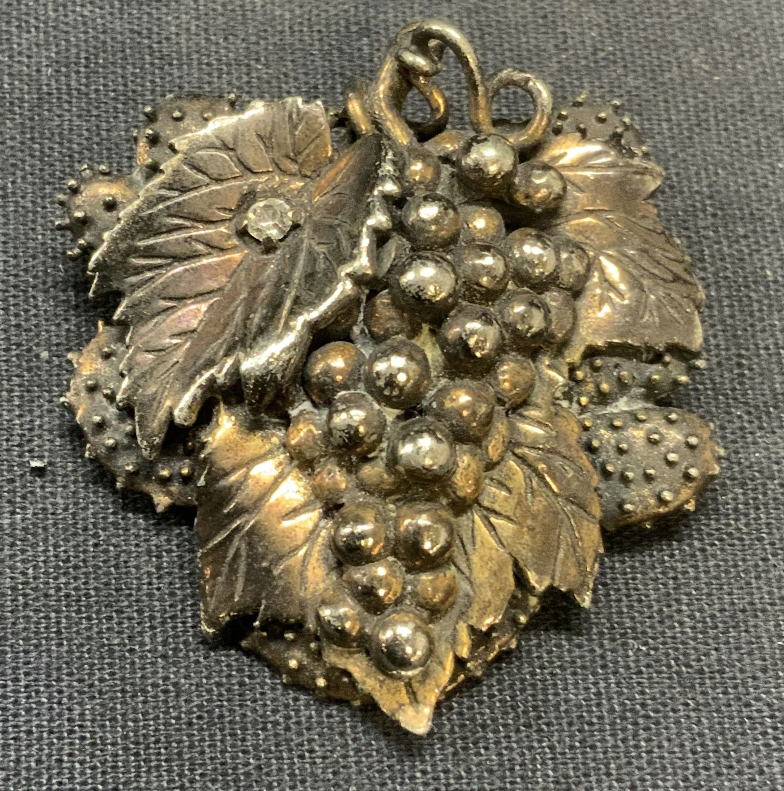 Vintage Silver Tone Crystal Grape Brooch (1 of 6)