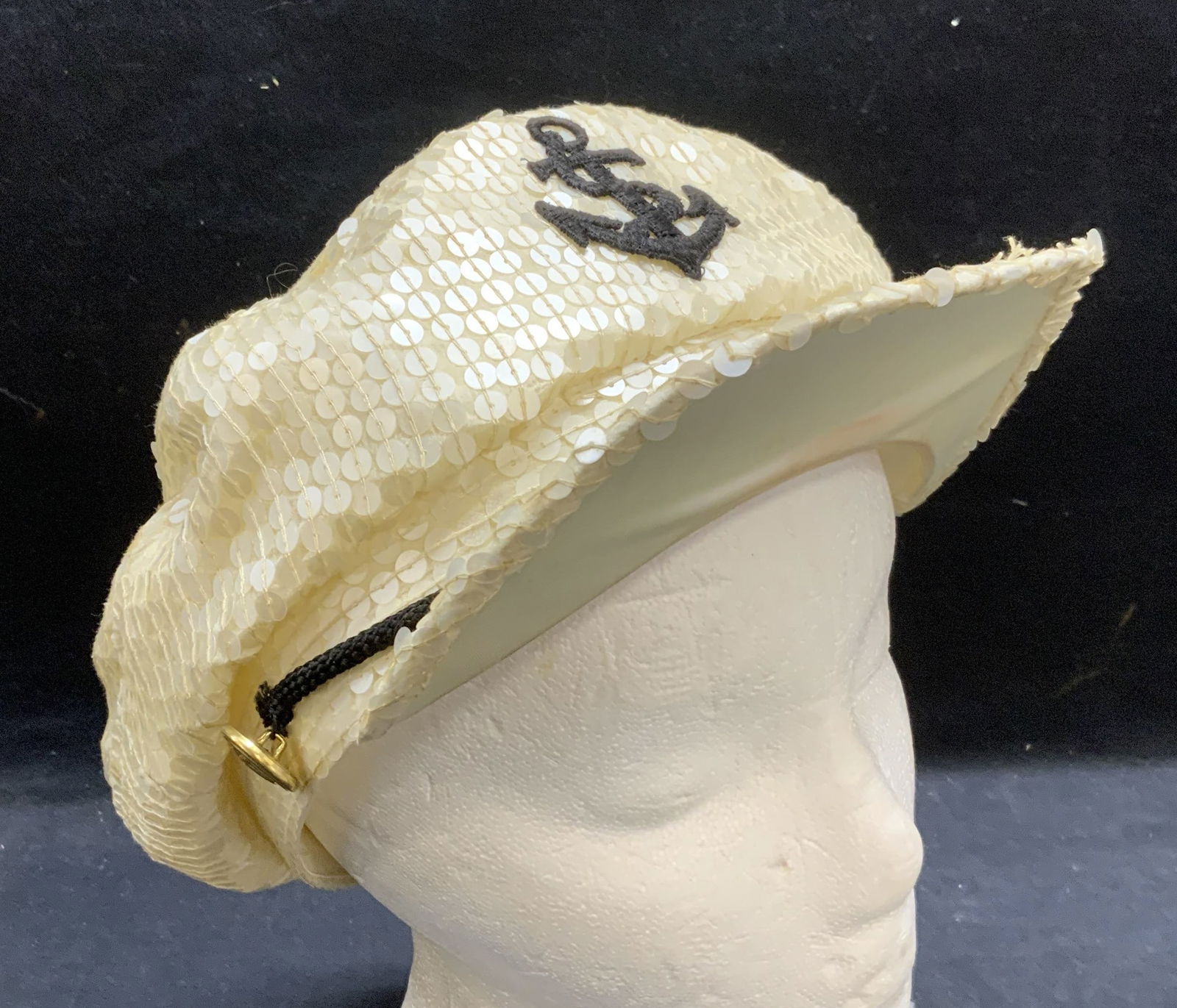 Vintage White Sequin Captains Hat (1 of 7)