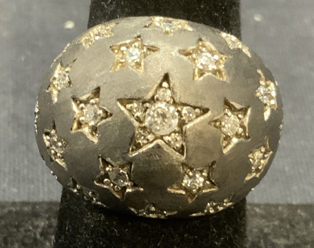 Vintage Sterling Silver Crystal Star Ring (1 of 6)