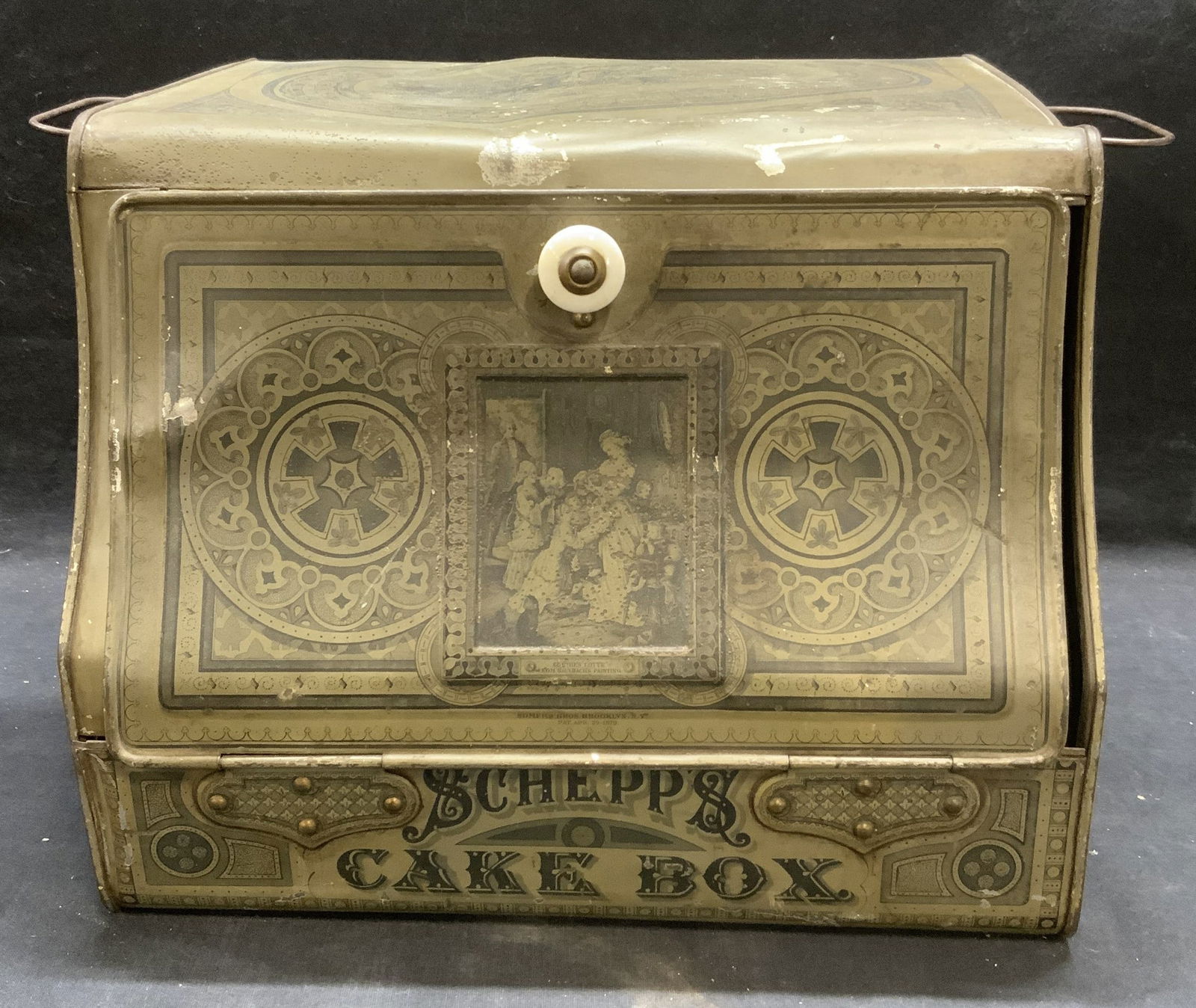 Antique Metal Schepps Cake/Bread Box (1 of 8)