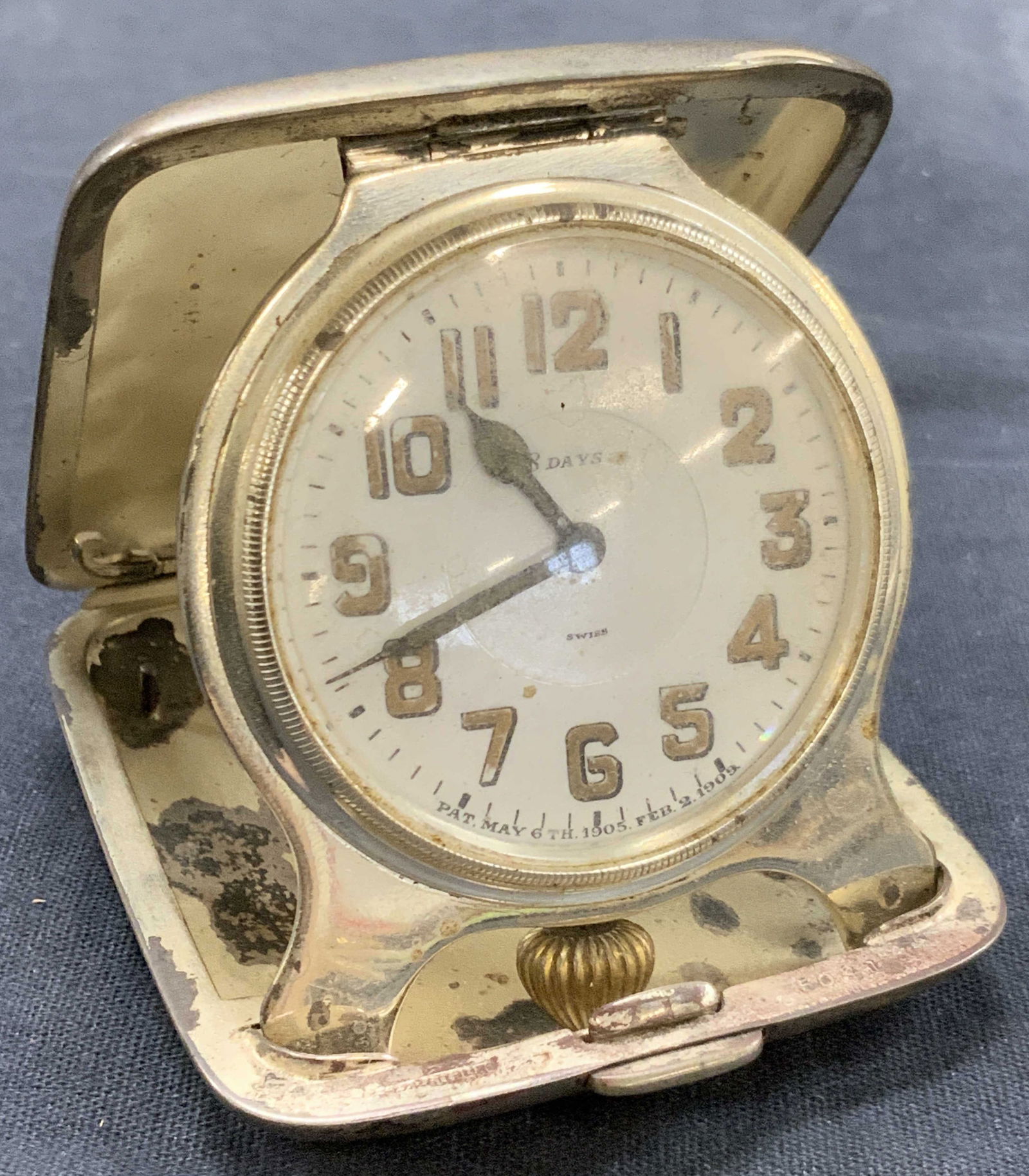 Sterling Silver Vtg Swiss Portable Clock (1 of 7)