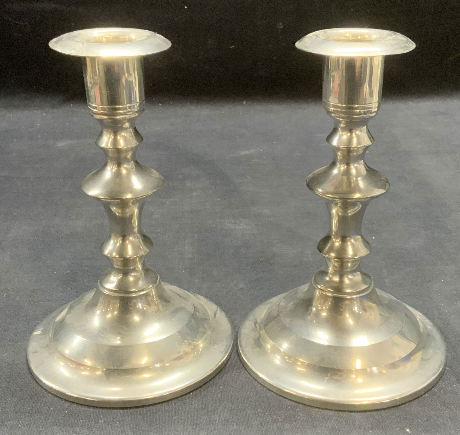 Pair Old Sturbridge Village Pewter Candlesticks (1 of 7)
