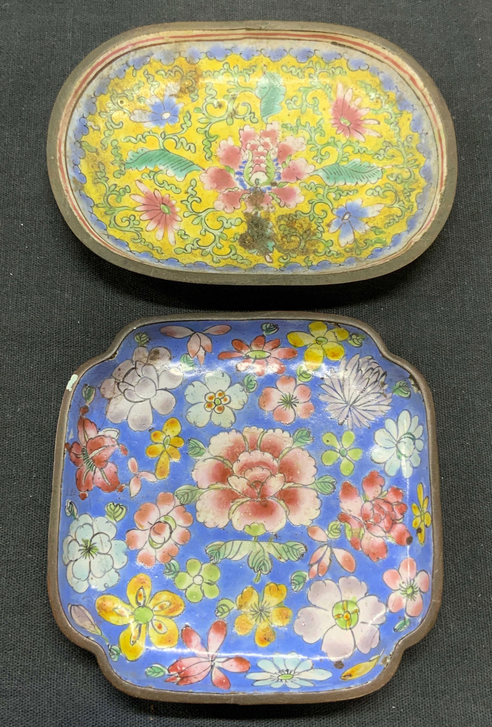 Lot 2 Vintage Chinese Enamel Trays (1 of 8)