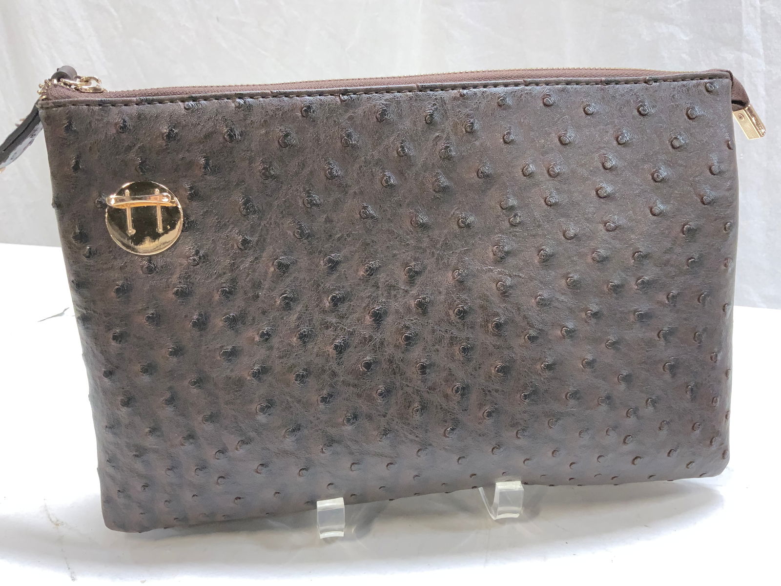 3 Pc OSTRICH LEATHER Bag / Clutch, Never Used (1 of 12)