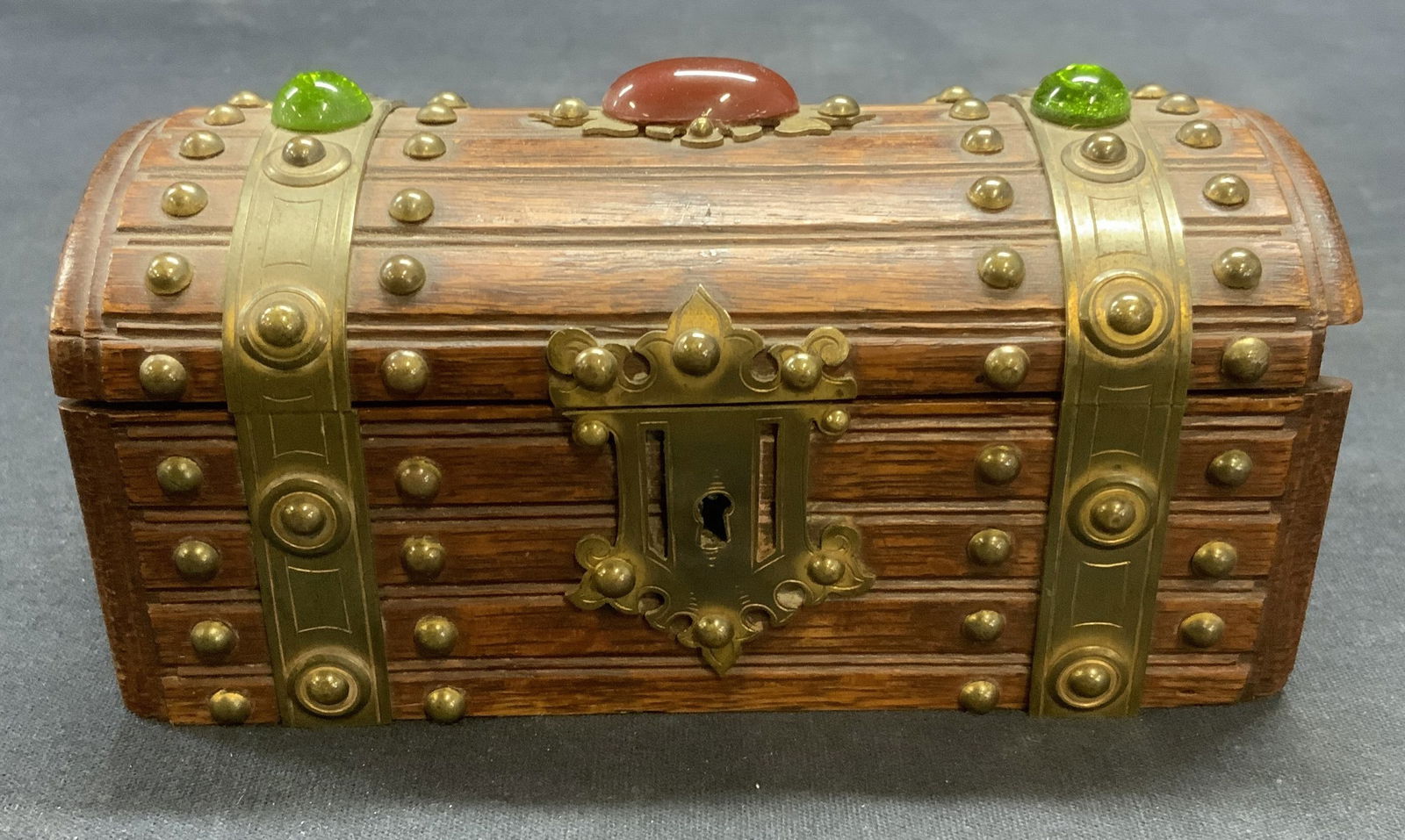 Vintage Jeweled Wood Treasure Chest Box (1 of 6)