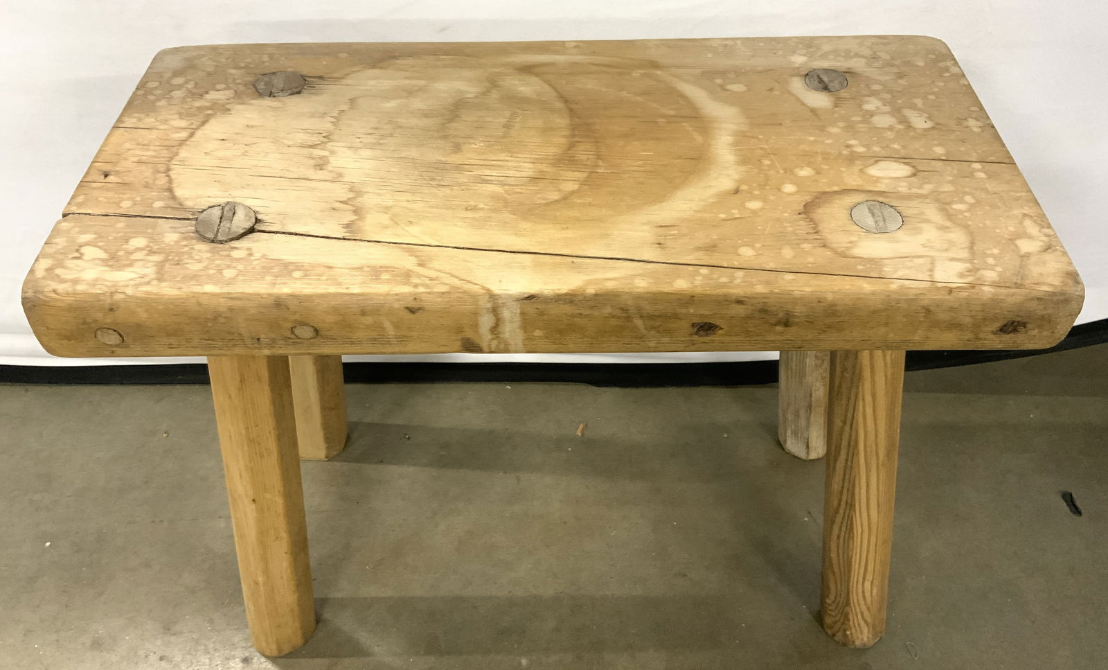 LOU LEWIS Vintage Hand Crafted Wooden Stool (1 of 9)