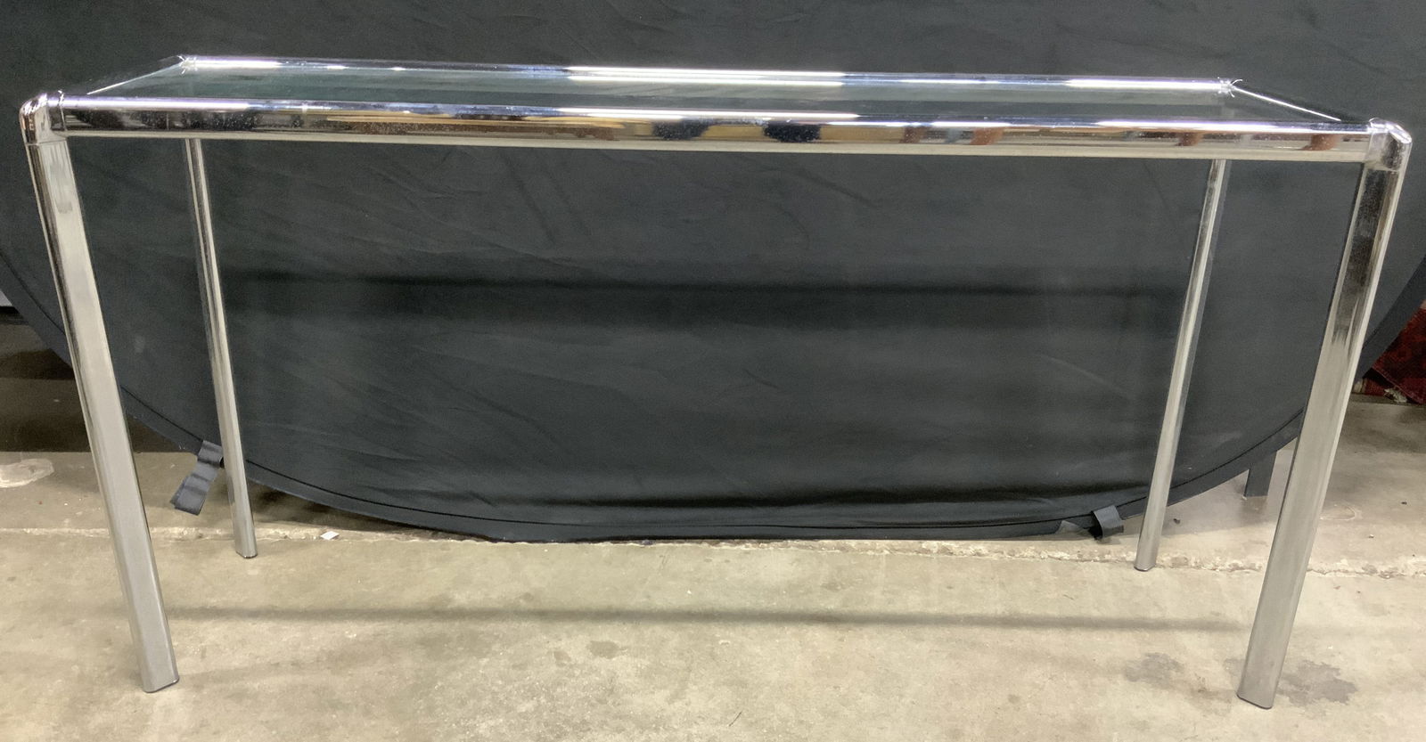 Chrome Console Table W Glass Insert (1 of 7)