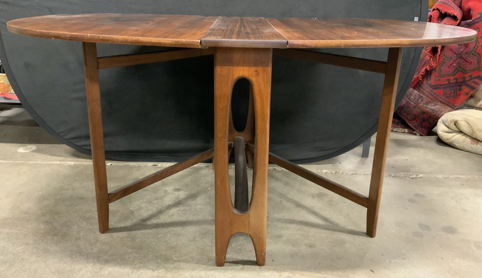 MCM Carved Wooden Gate Leg Dining Table (1 of 7)