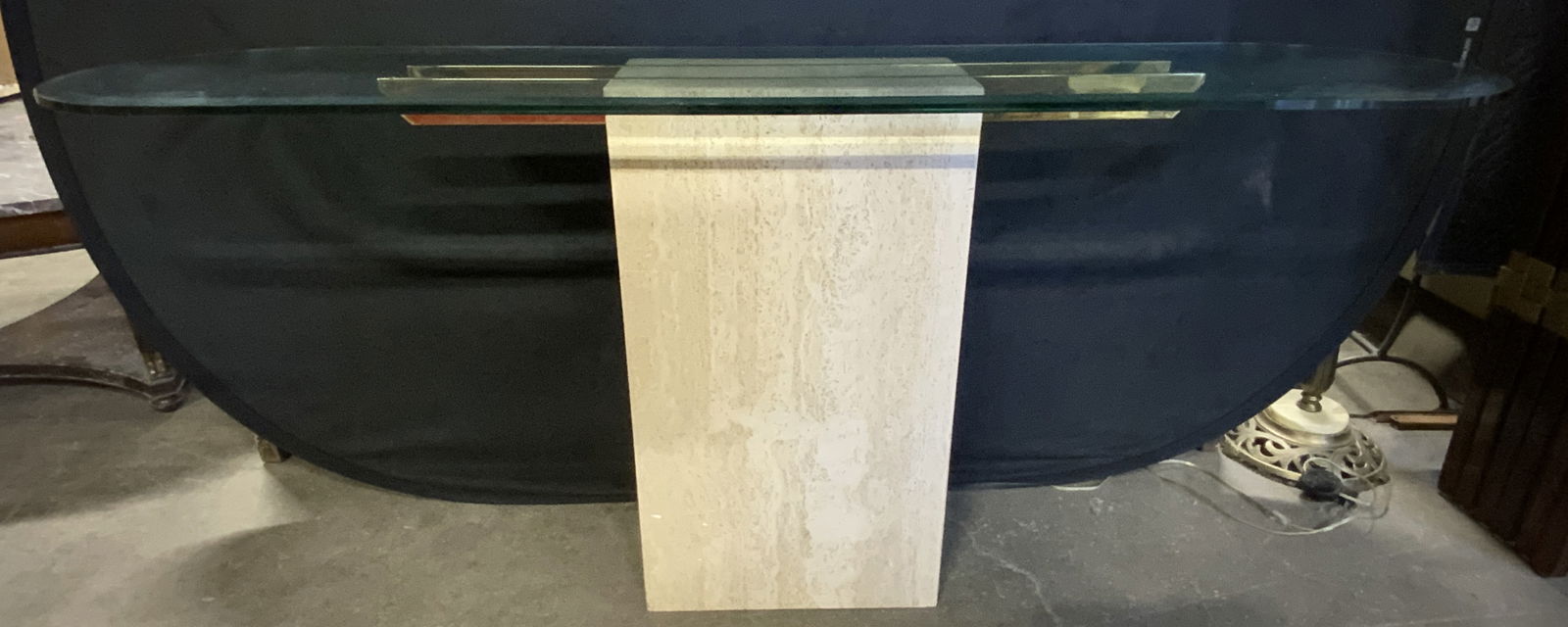 Travertine Glass Top Console Table (1 of 8)