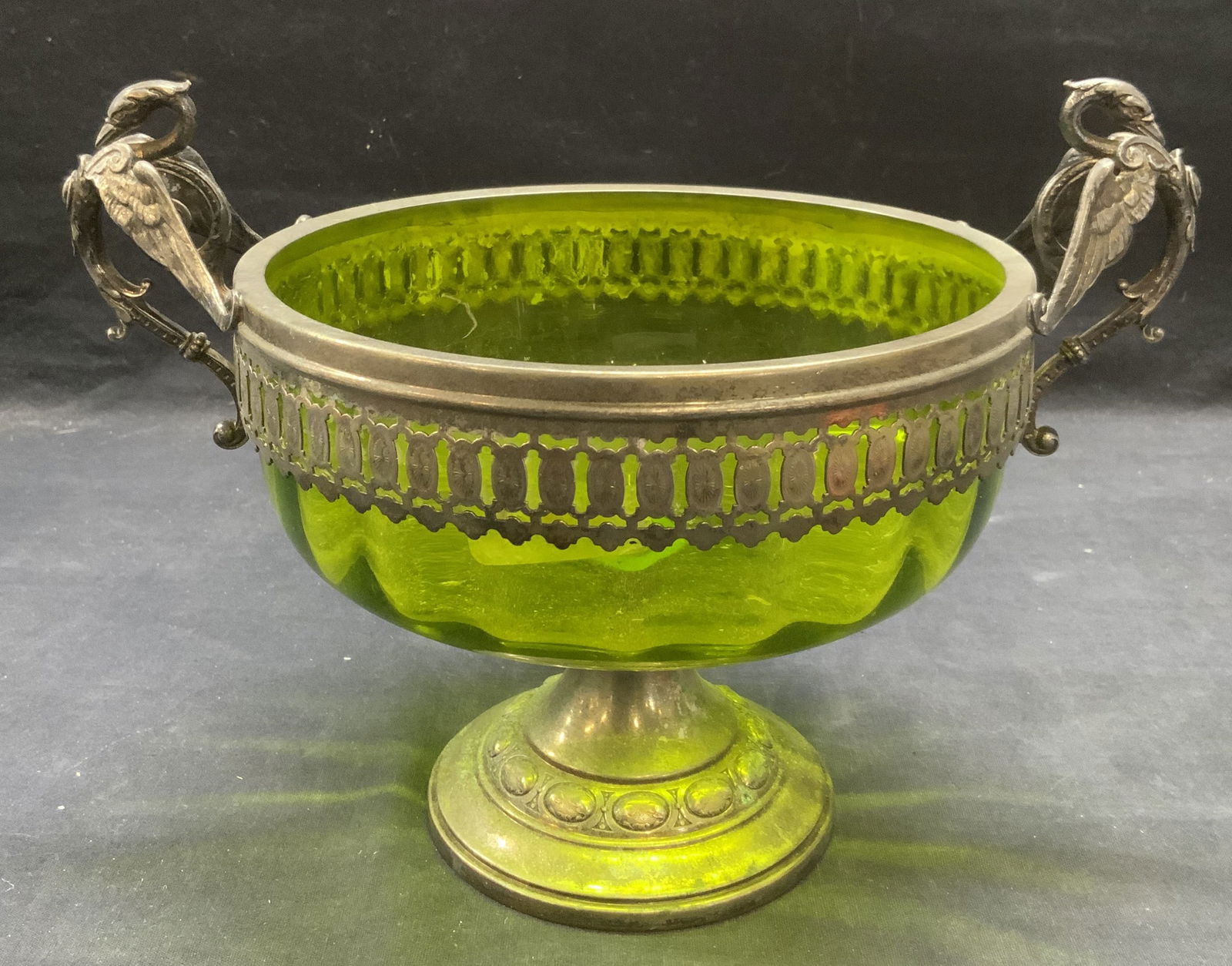Vintage Green Glass Silver Plated Urn (1 of 6)