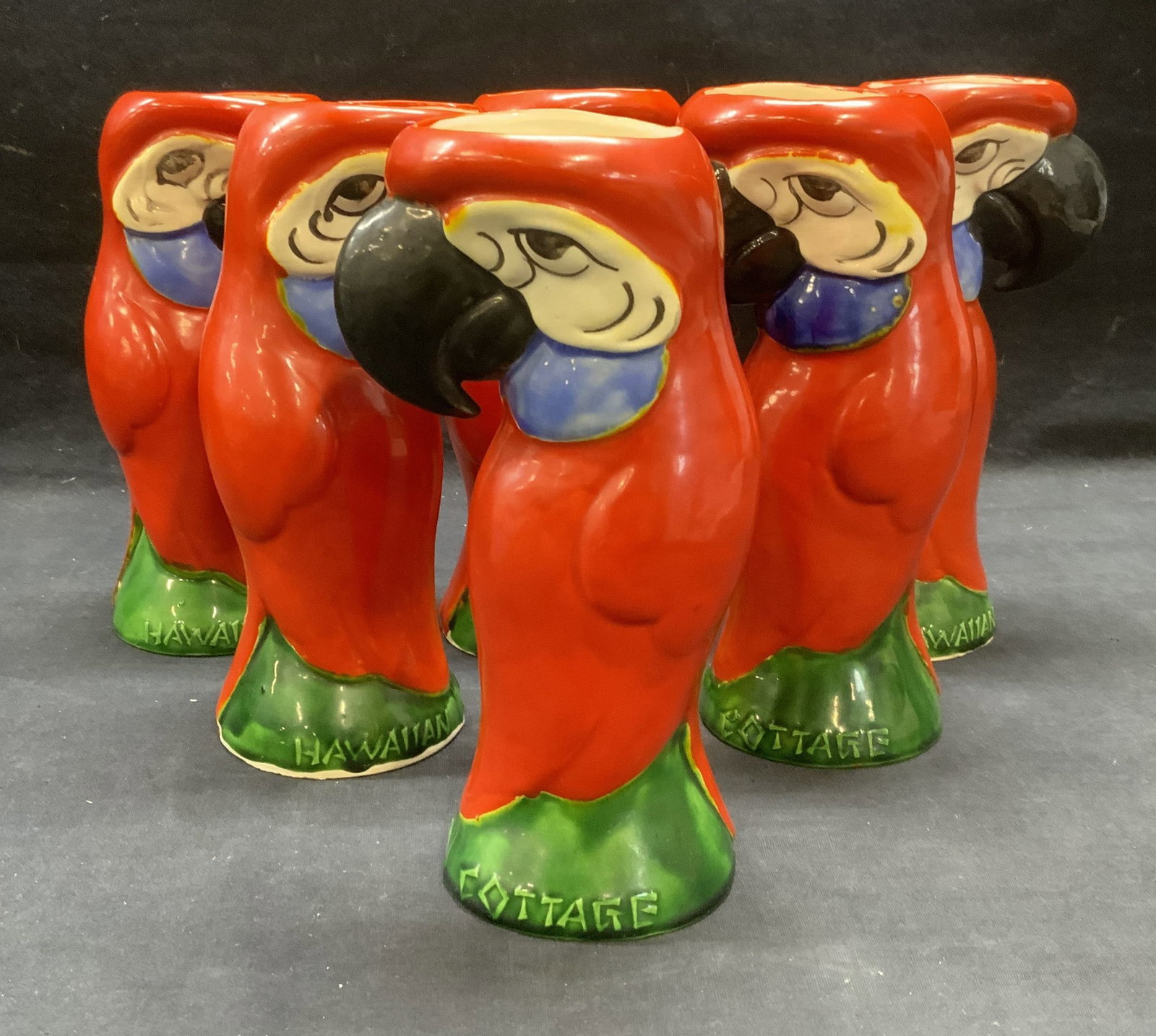 Set 6 Vtg OTAGIRI Hawaiian Cottage  Parrot Mug (1 of 9)