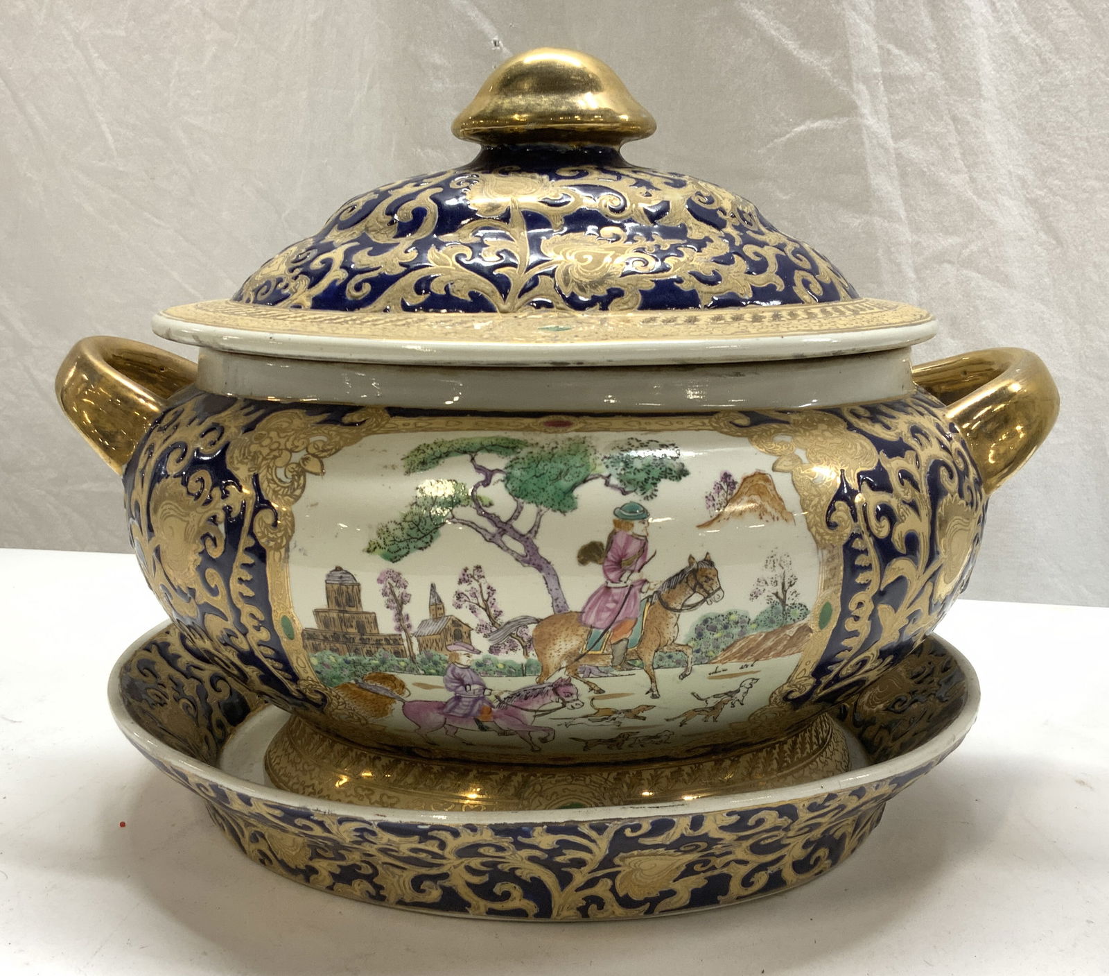 Antique Asian Porcelain Centerpiece Tureen 3pc Sgn (1 of 12)