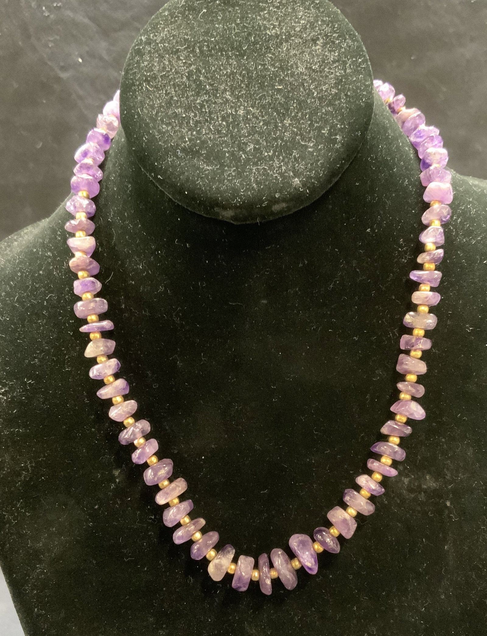Vintage Amethyst Gold Tone Beaded Necklace (1 of 7)