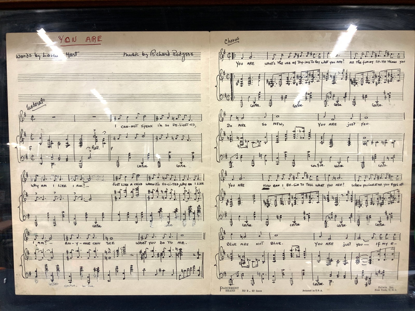 Rodgers & Hart Hand Written Sheet Music 1933 (1 of 11)