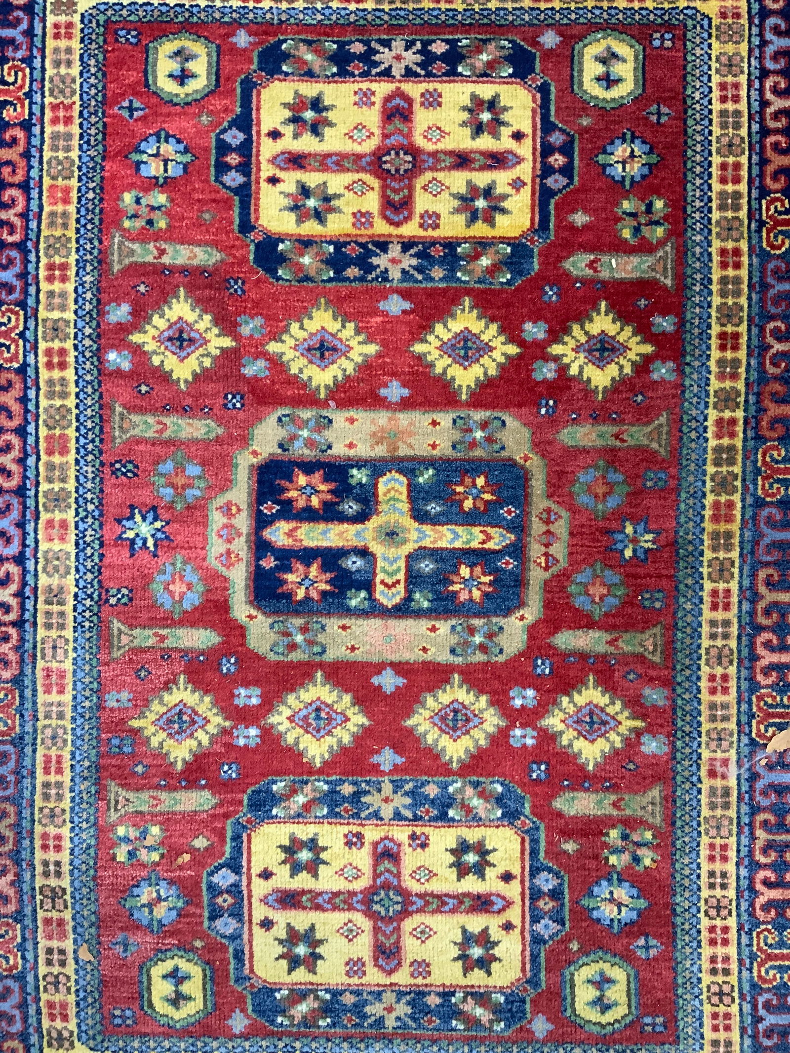 Vtg Indo Caucasian Handmade Fringed Wool Rug (1 of 10)