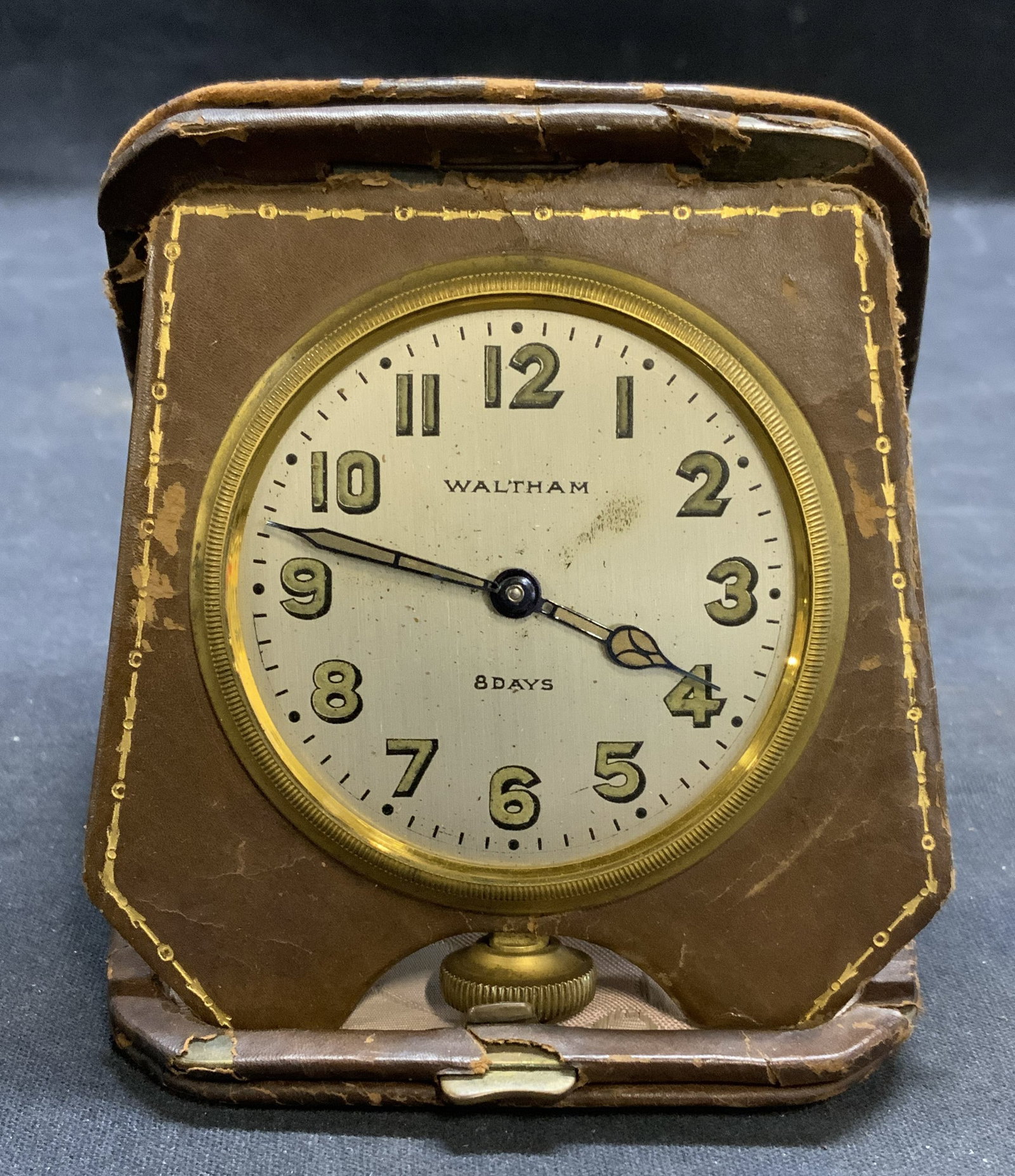 Antique Waltham Gold Plated 8 Day Travel Clock (1 of 7)