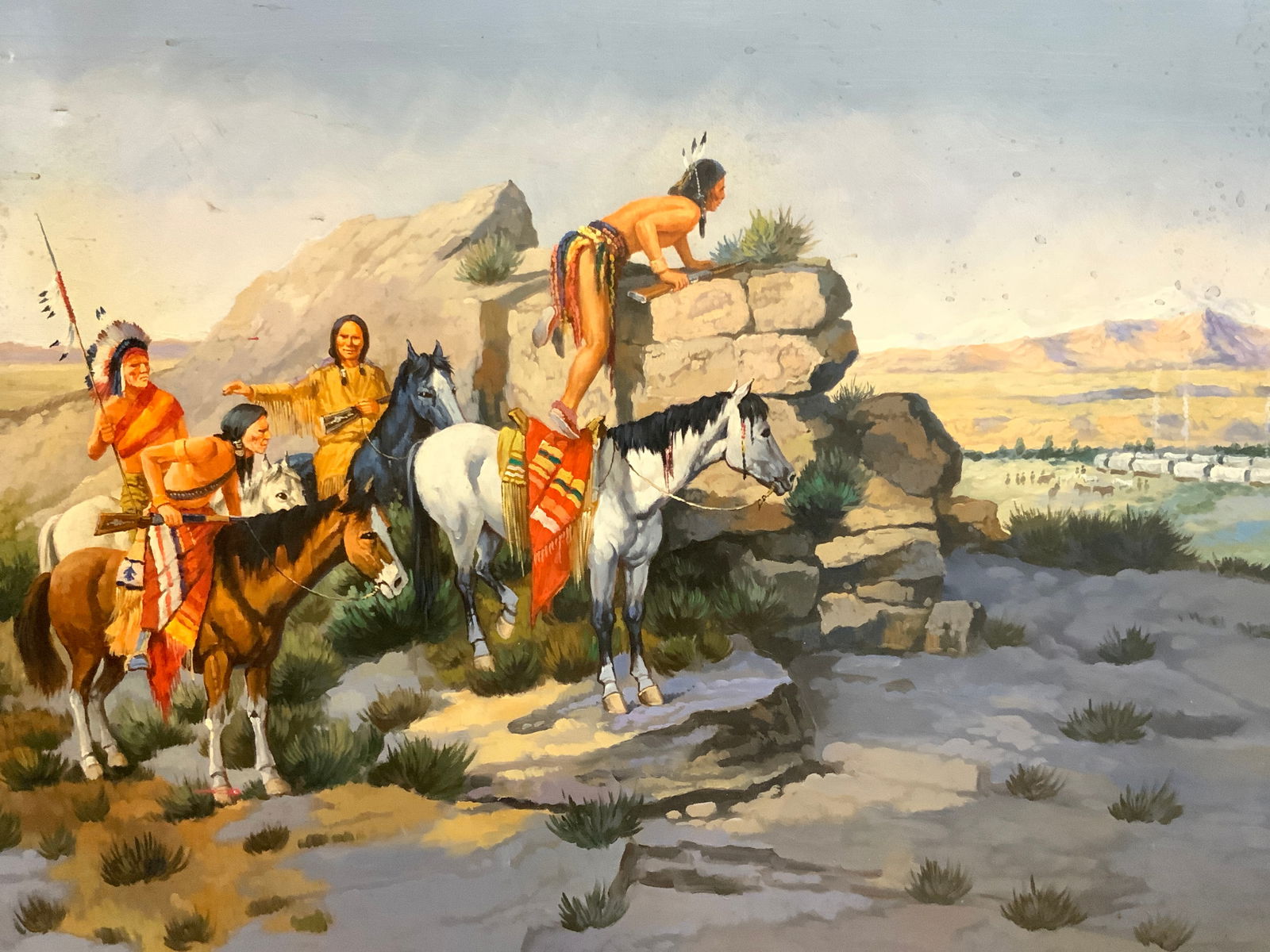 Billy Wilder Sgd Native Americans Oil Painting (1 of 9)