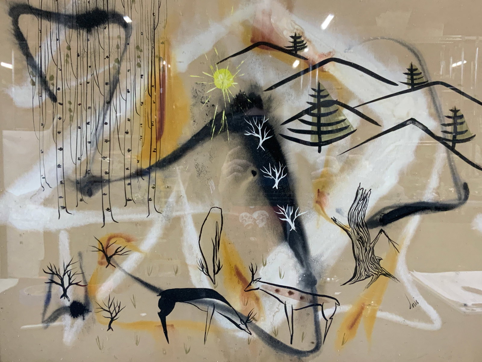 Sgd Watercolor & Ink Primitive Style Art (1 of 9)