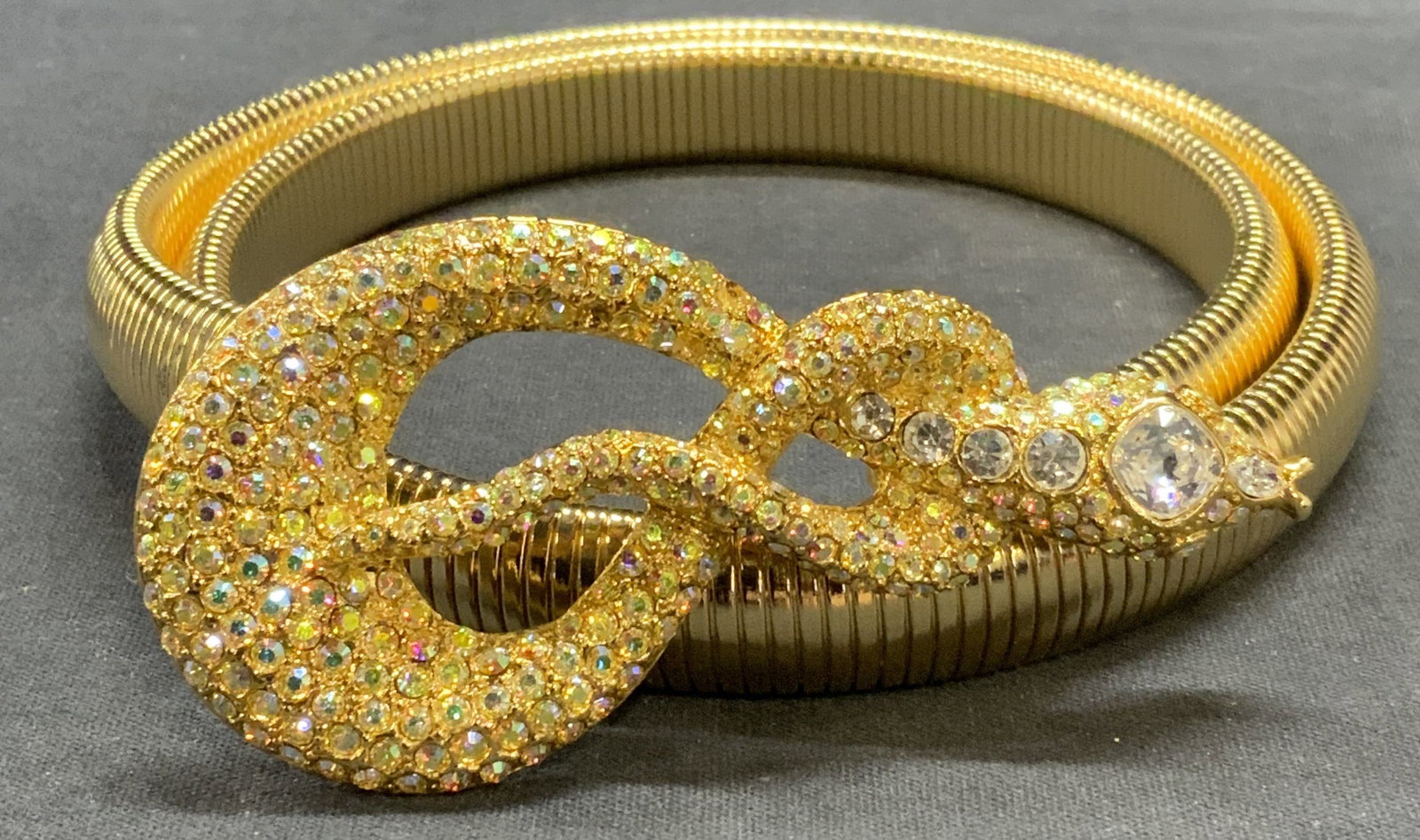 Gold Tone Crystal Snake Buckle Belt (1 of 6)