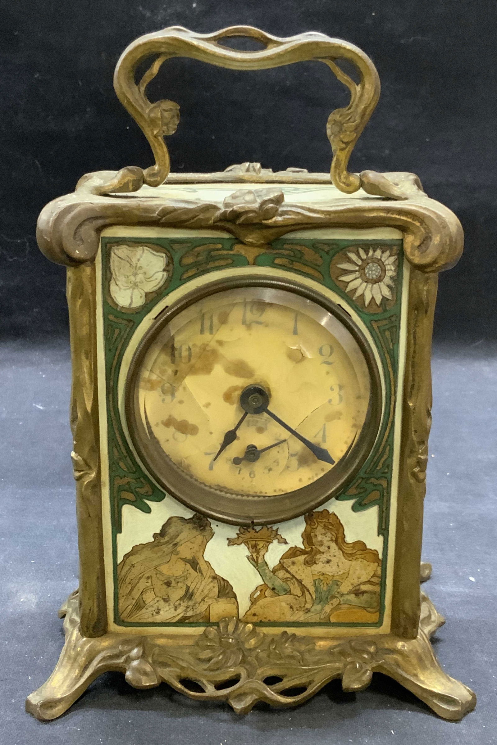 Antique Art Nouveau Brass Carriage Clock (1 of 8)