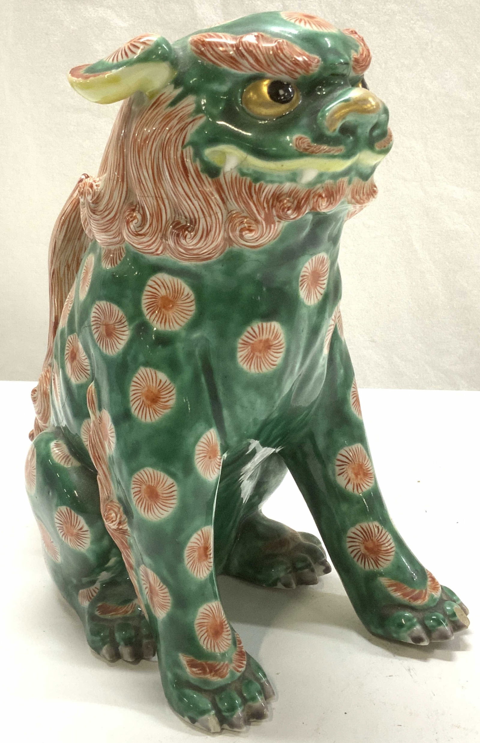 Chinese Hand Painted Porcelain Guardian Foo Dog (1 of 8)