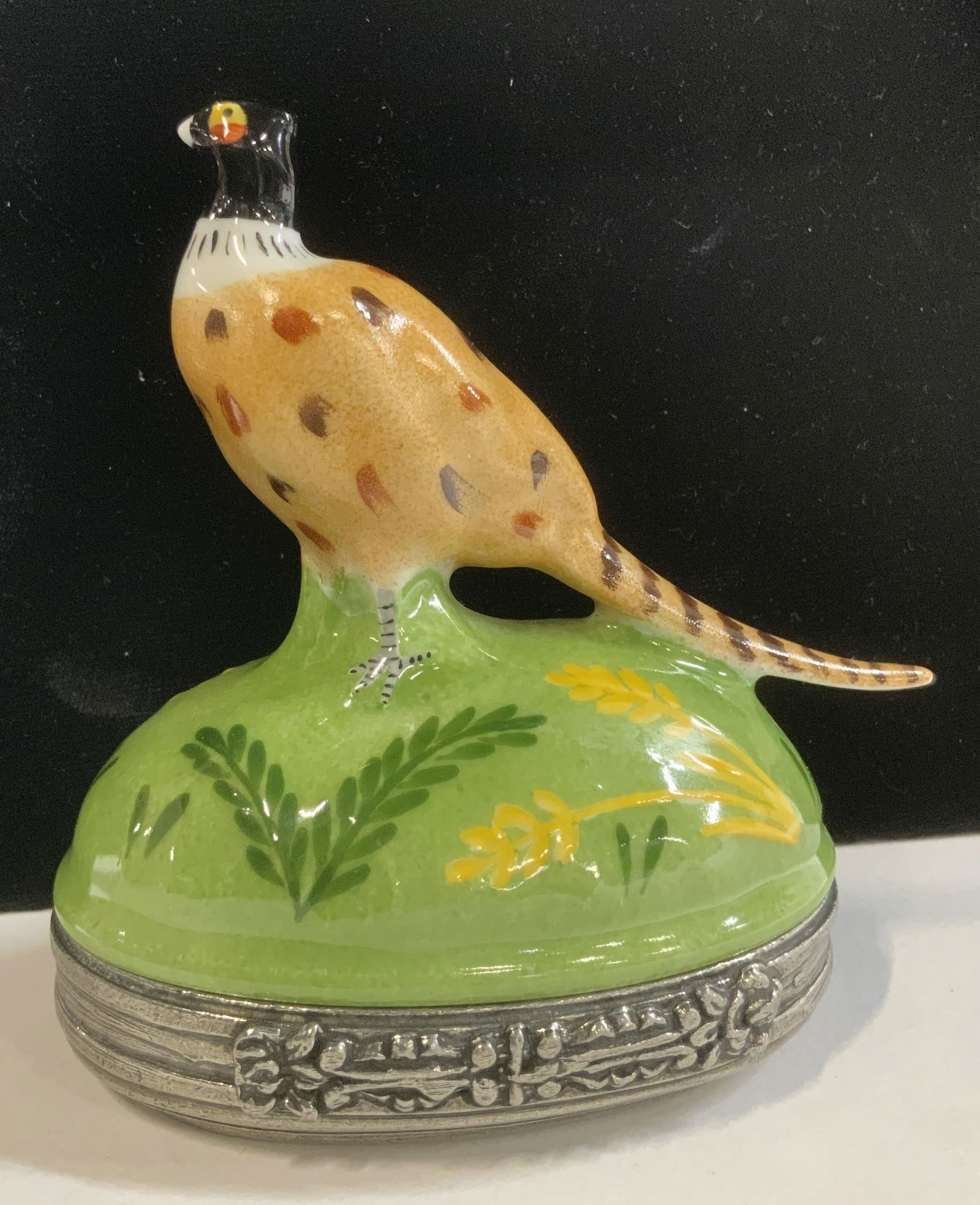 Limoges Porcel &Pewter Pheasant Figural Box France (1 of 7)