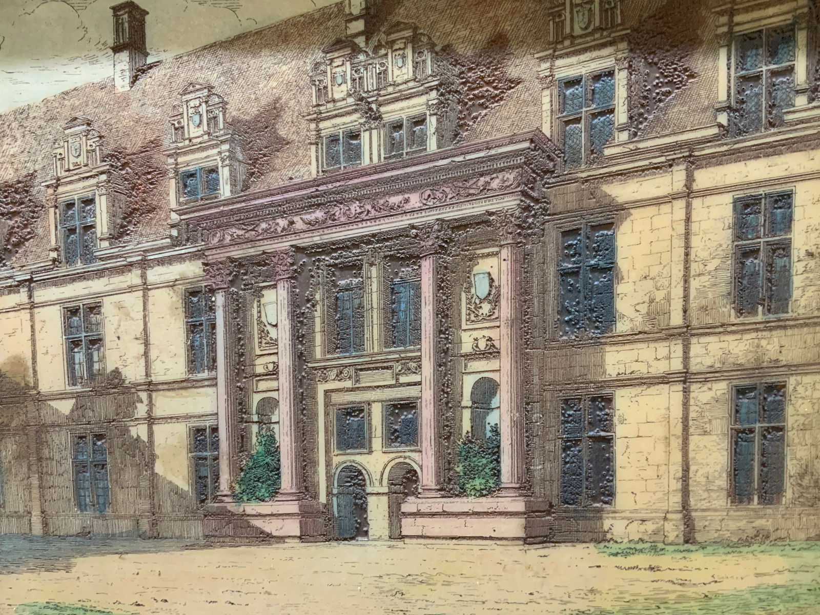 Castle Of Ecouen Colored Etched Plate (1 of 7)