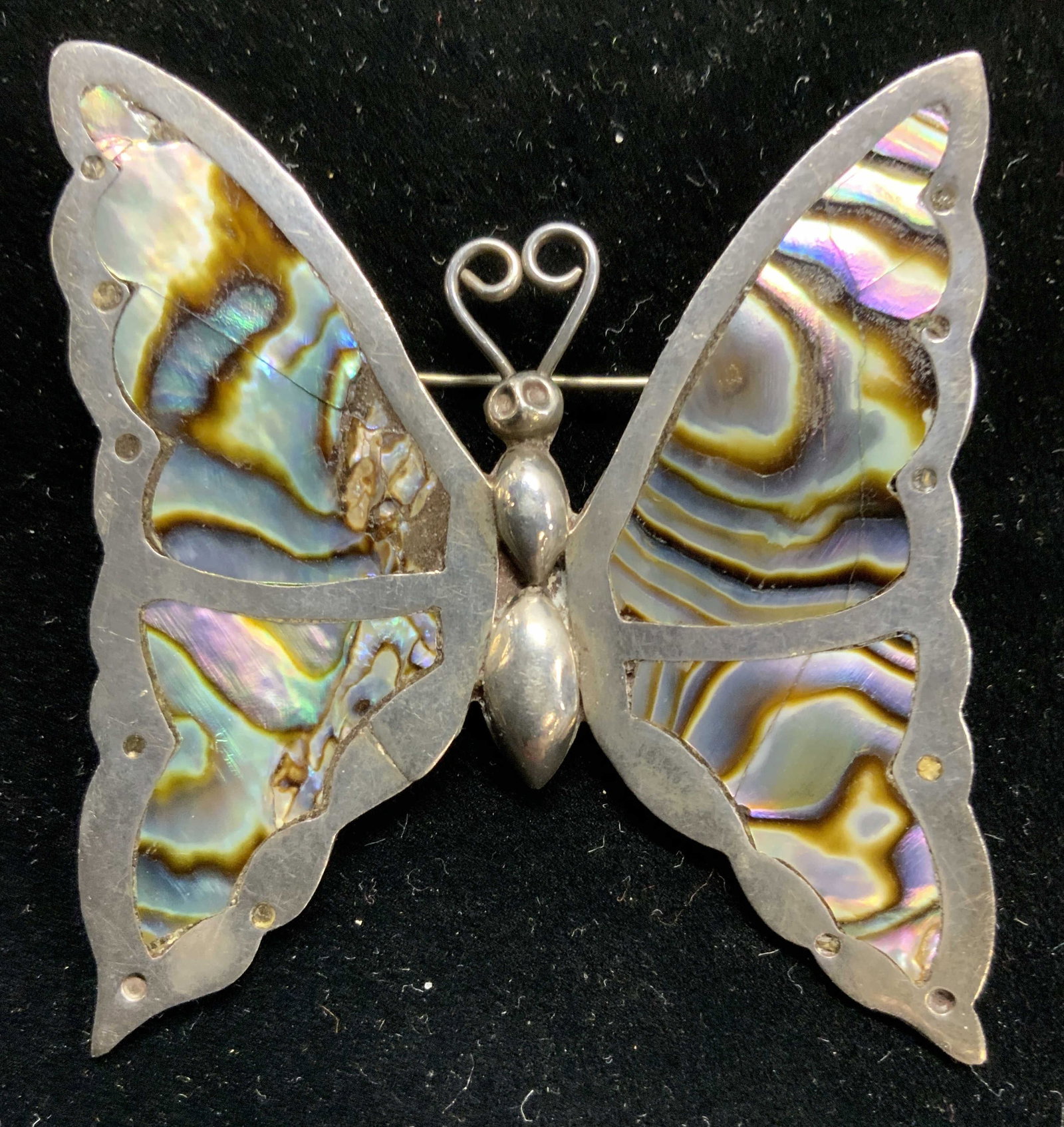 VK STERLING Silver Abalone Butterfly Brooch (1 of 6)