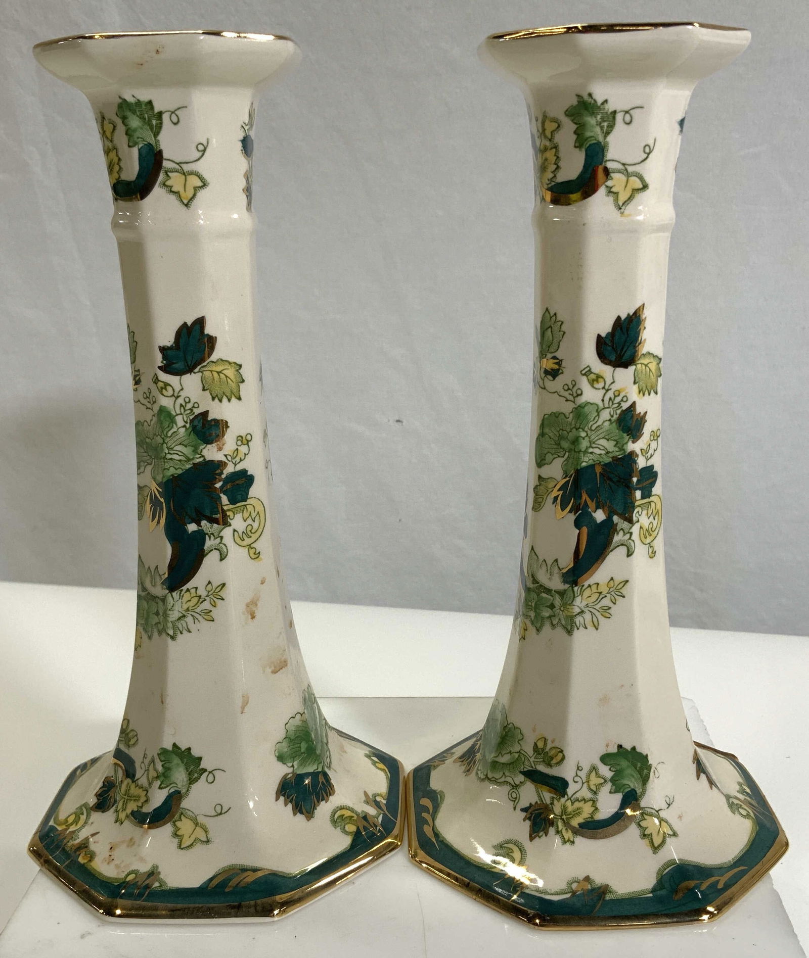 Masons Hand Painted Pair Candlesticks, England (1 of 7)