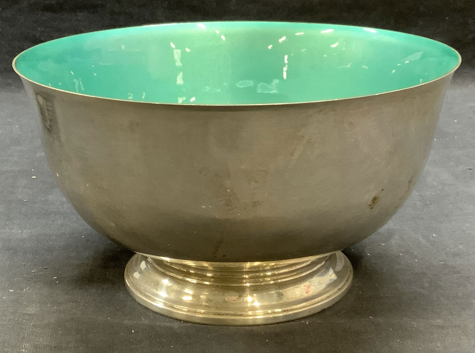 Vtg TOWLE Sterling Silver Teal Enamel Bowl (1 of 7)
