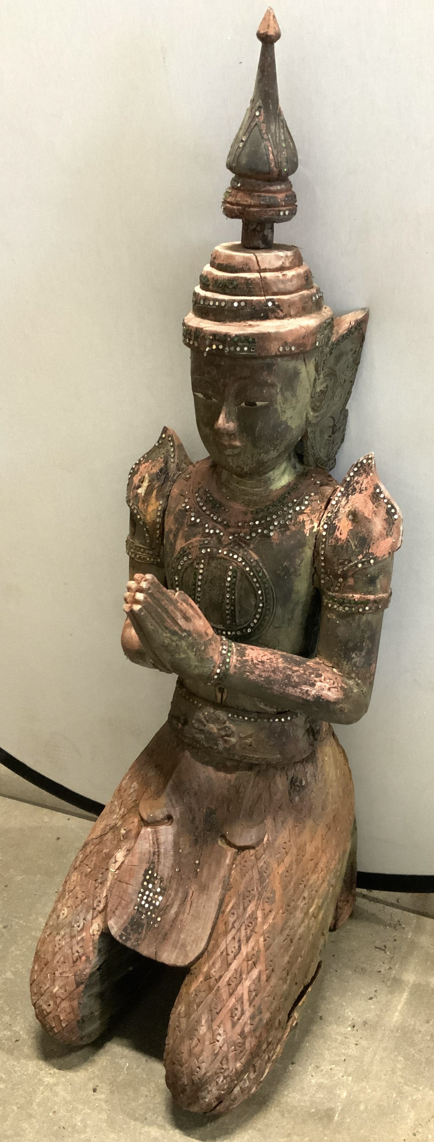 Kneeling Wooden Thai Teppanom Guardian Angel (1 of 8)