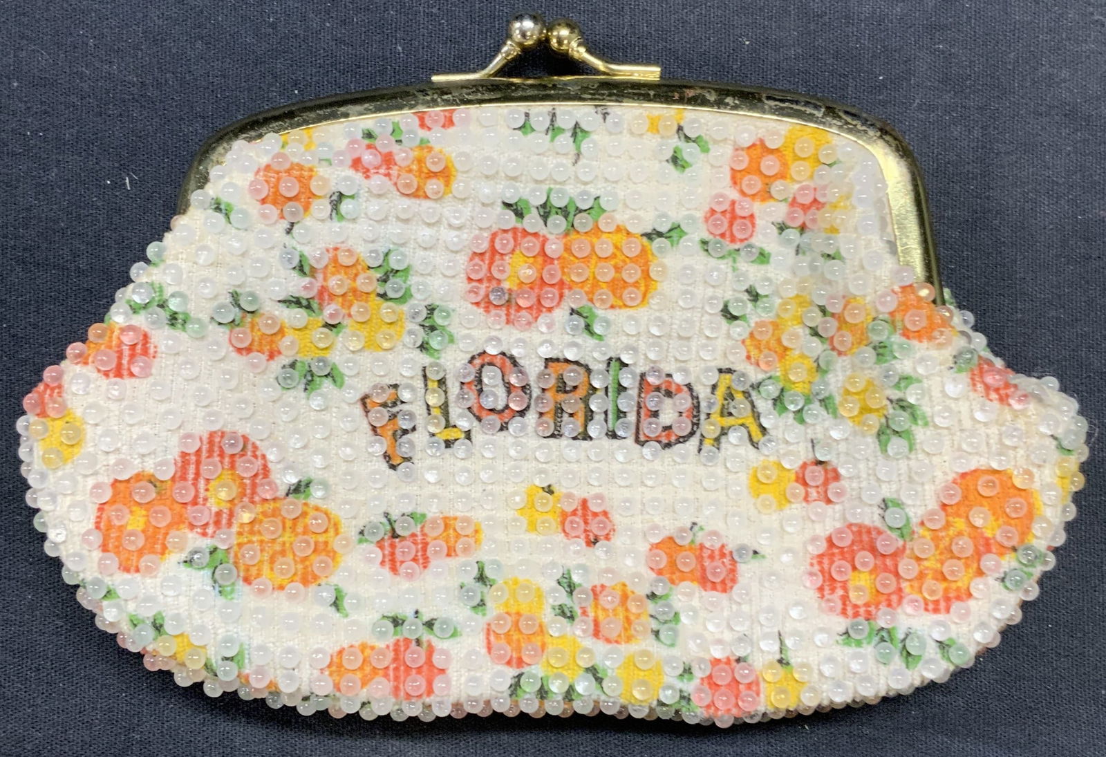 Vintage Florida Beaded Orange Coin Purse (1 of 6)