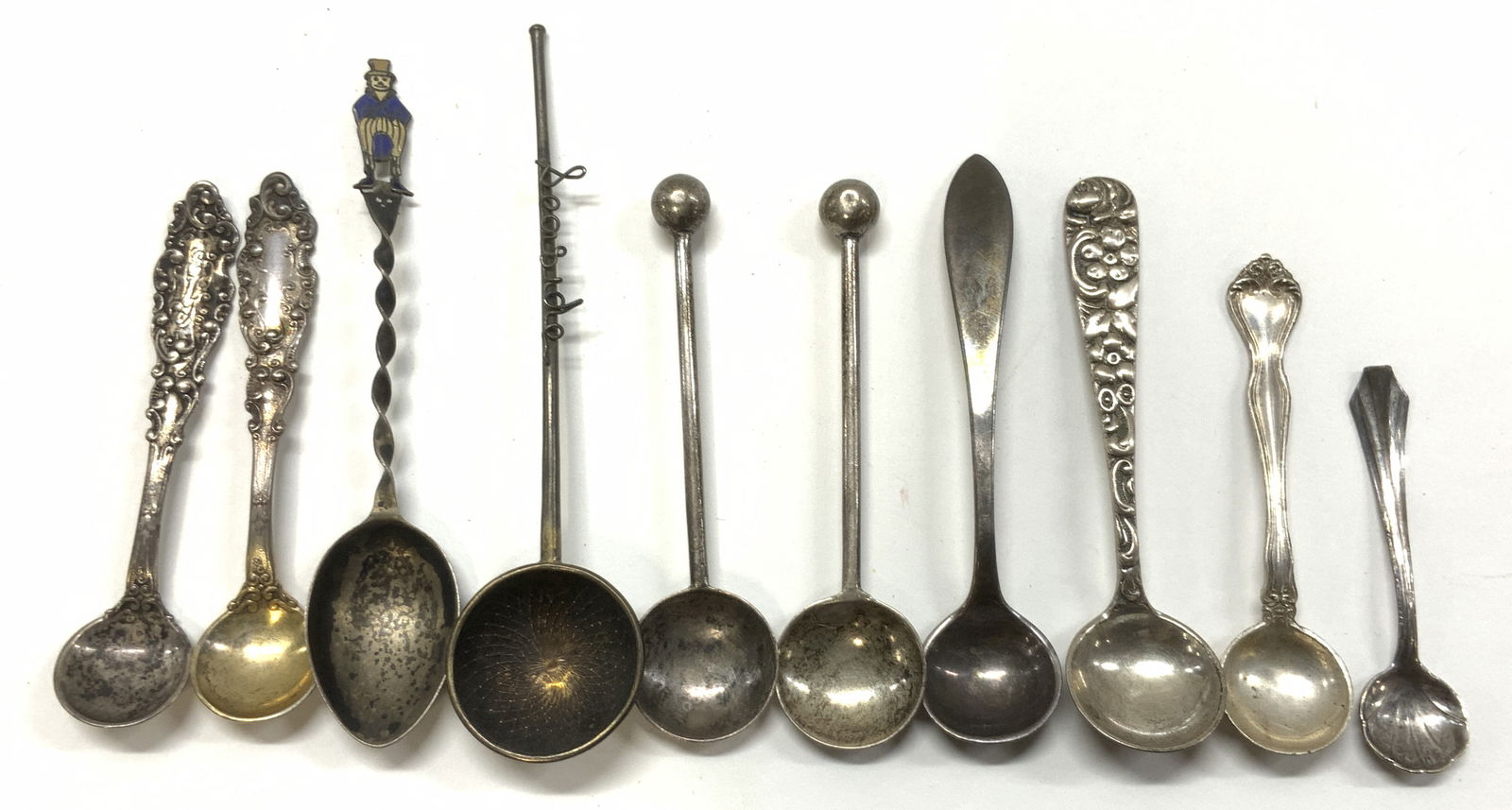 Antq & Vtg Sterling Silver Salt Cellar Spoons, 10 (1 of 7)