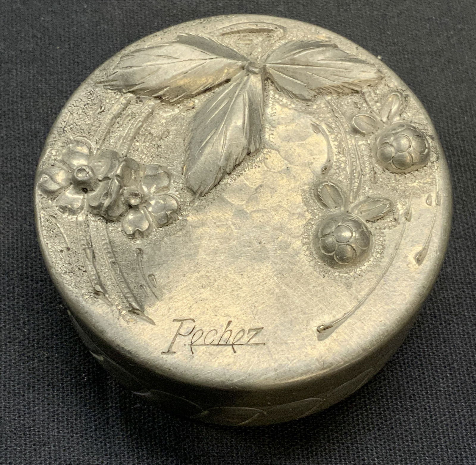 Vintage Pechez Silver Tone Floral Trinket Box (1 of 7)