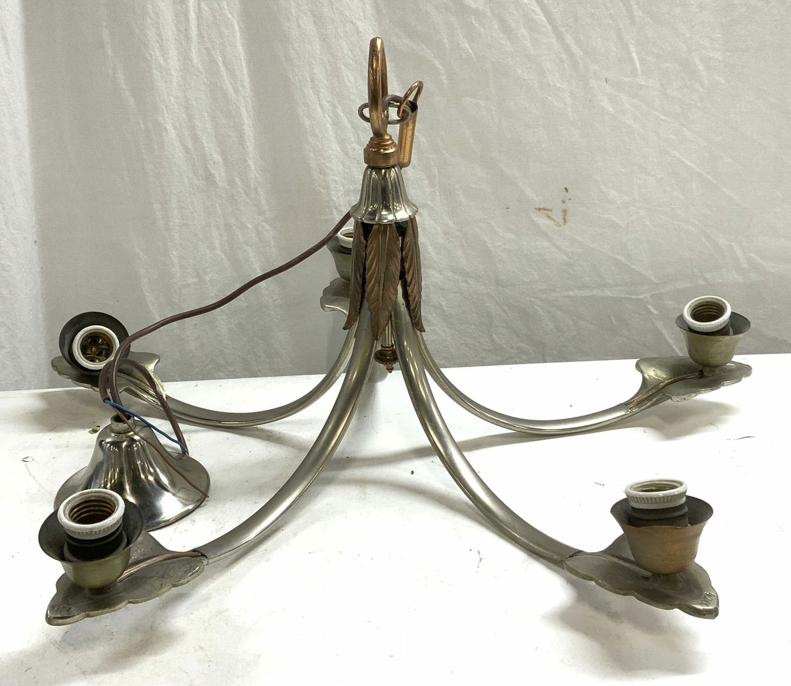 Vintage Silver Tone Copper Botanical Chandelier (1 of 7)