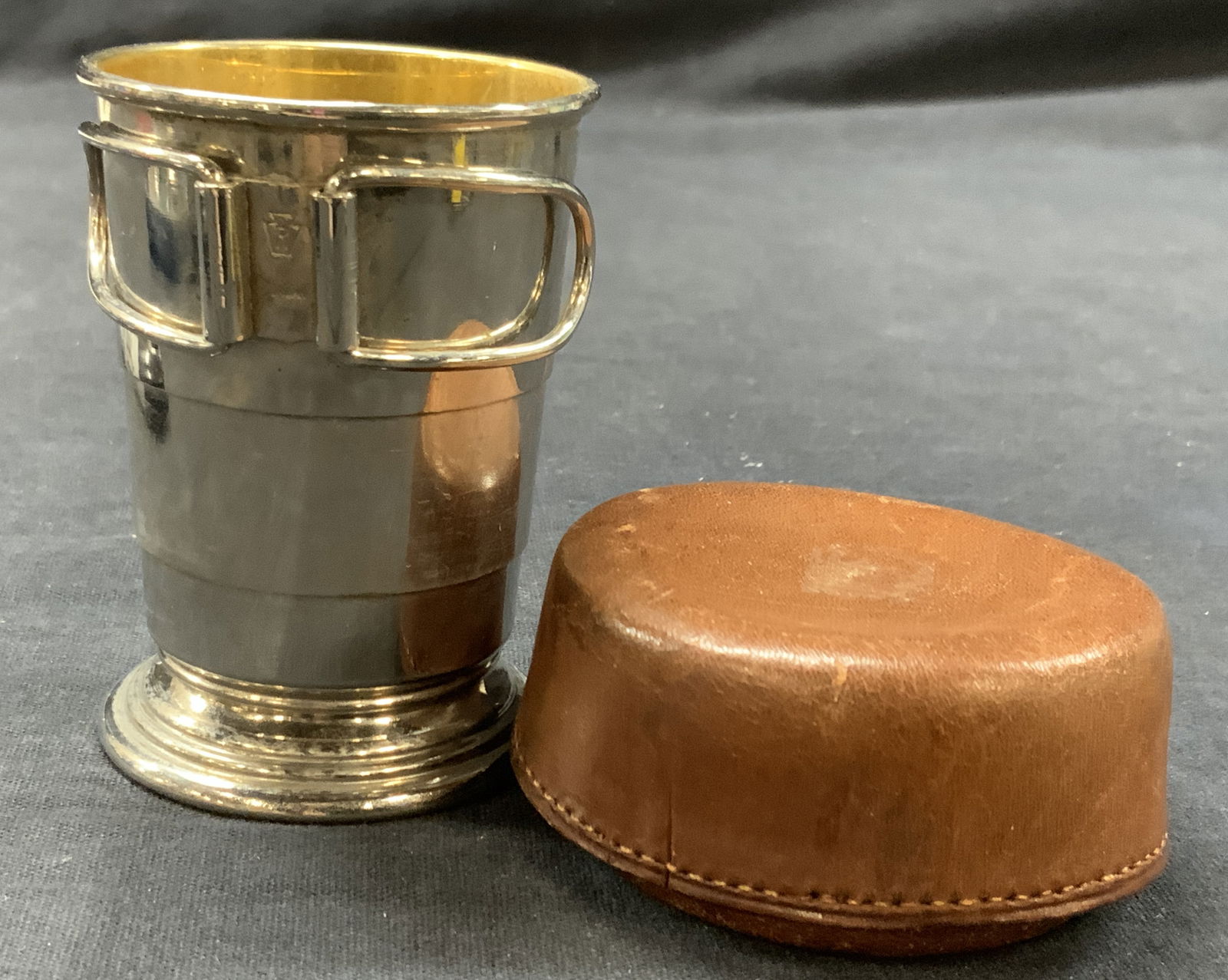 Vtg Silver Plate Portable Shot Glass, Case Germany (1 of 8)