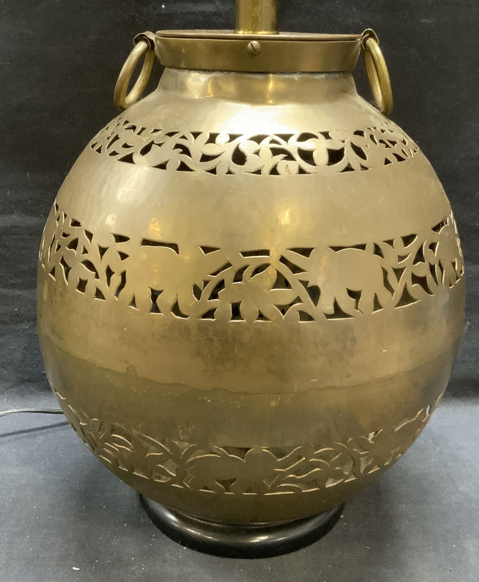 Vintage Round Pierced Brass Lamp (1 of 8)
