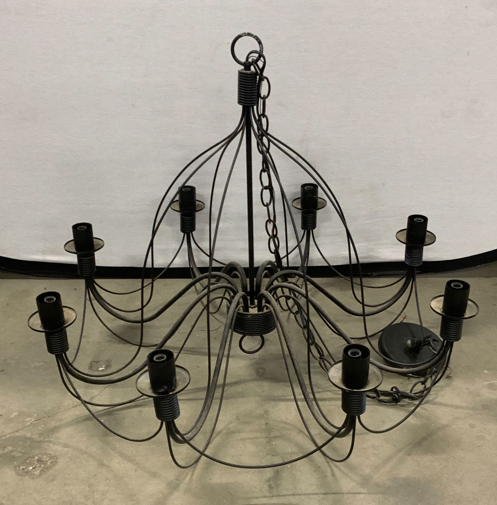 CORBETT Vintage Black Metal 8 Light Chandelier (1 of 8)